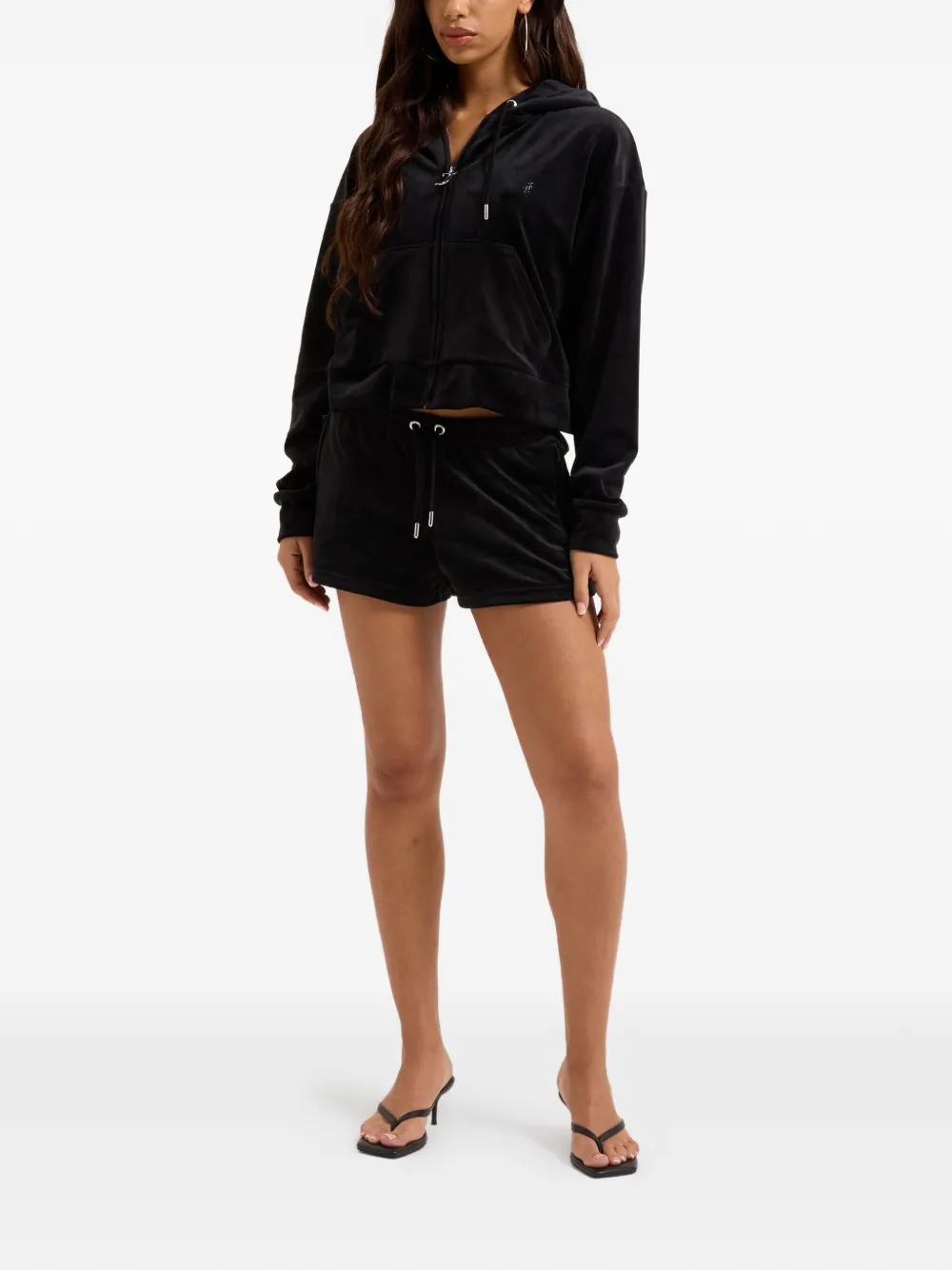 Juicy Couture Cropped hoodie verfraaid met diamant Zwart