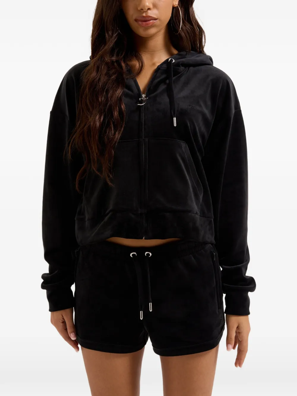 Juicy Couture Cropped hoodie verfraaid met diamant Zwart