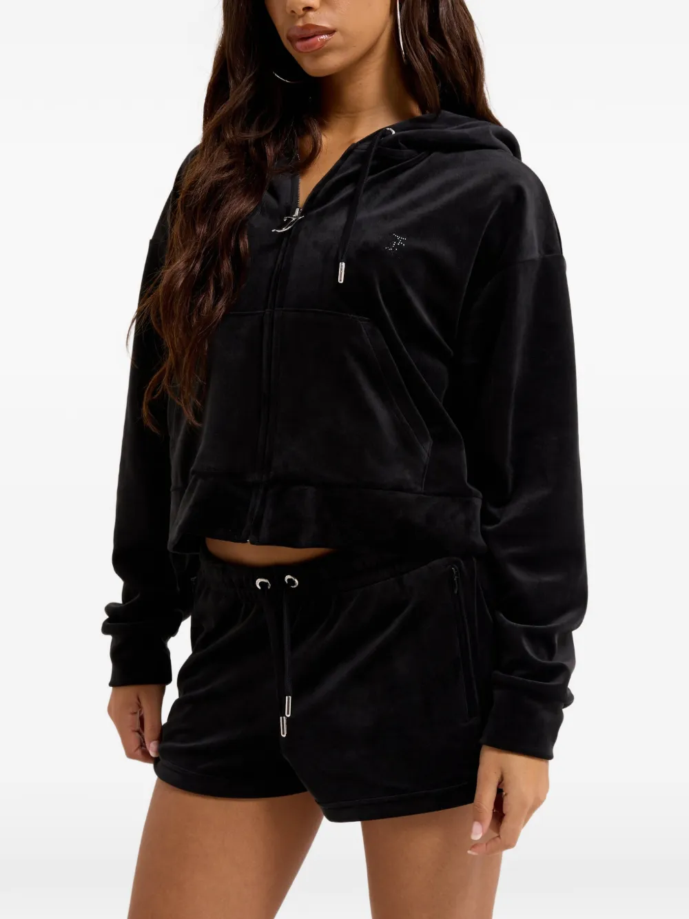 Juicy Couture Cropped hoodie verfraaid met diamant Zwart