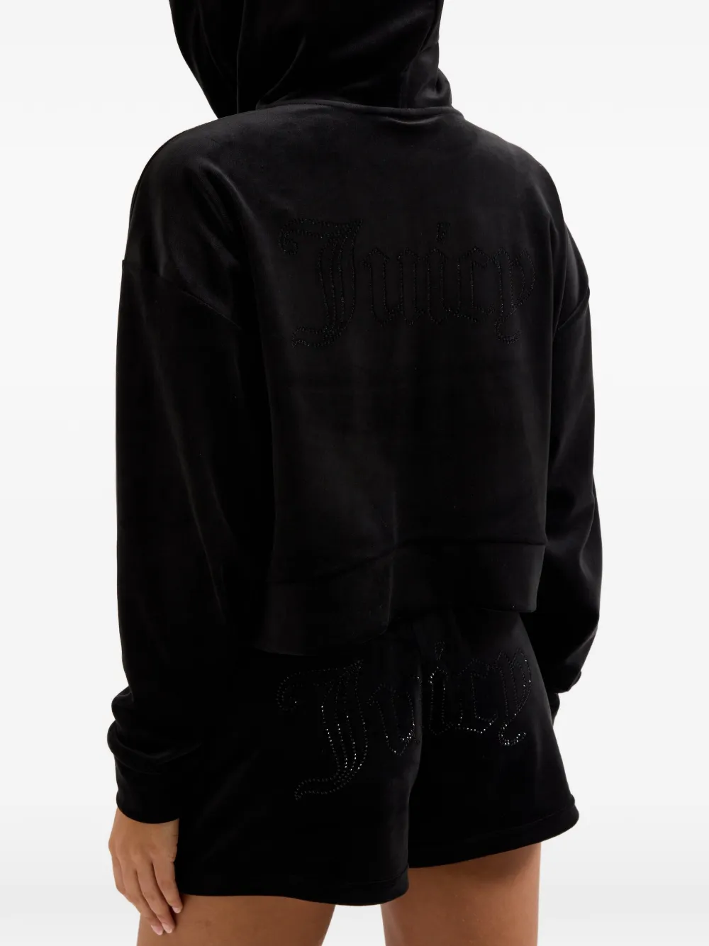 Juicy Couture Cropped hoodie verfraaid met diamant Zwart