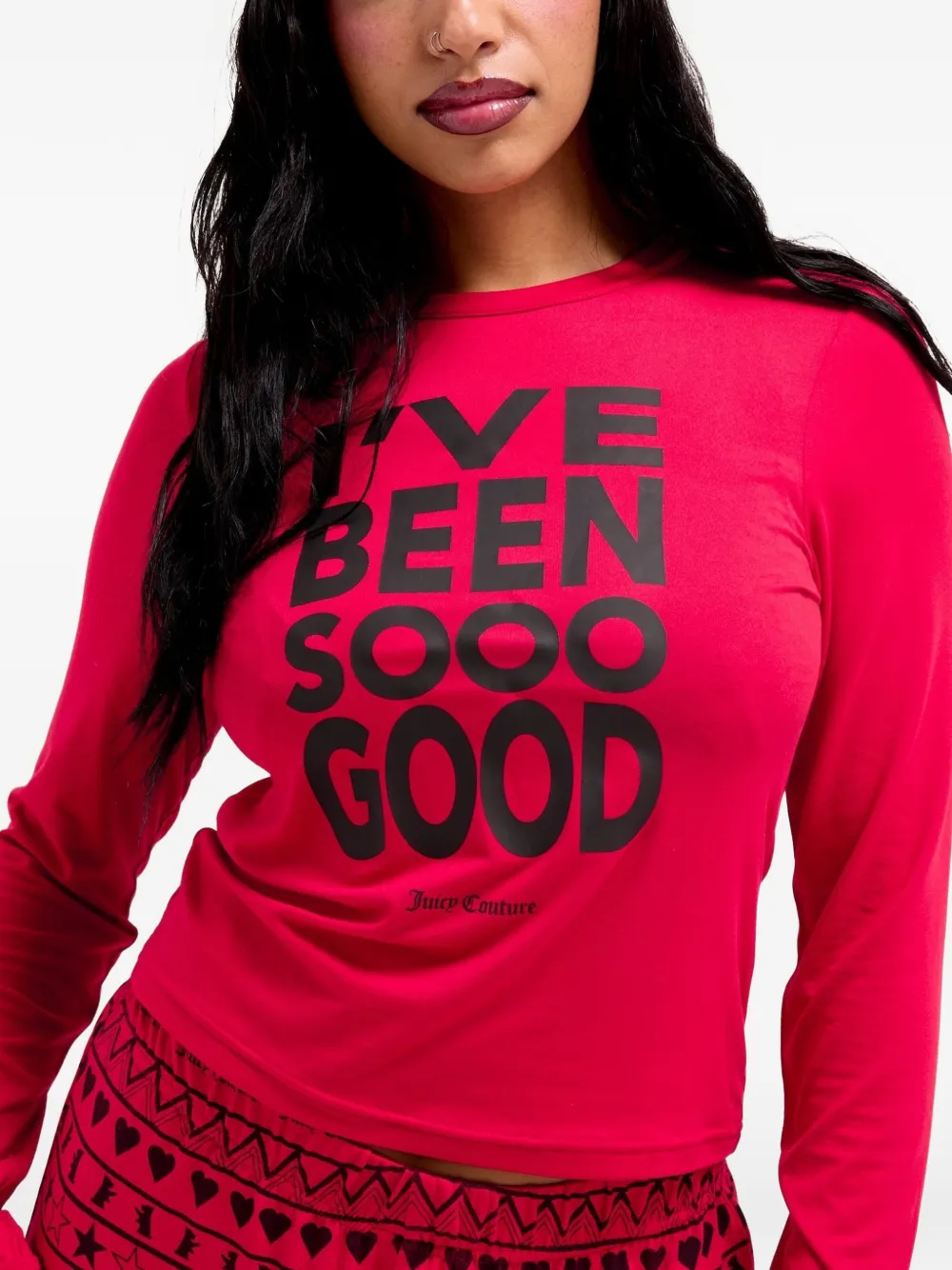 Juicy Couture Pyjama met tekst en grafisch patroon Rood