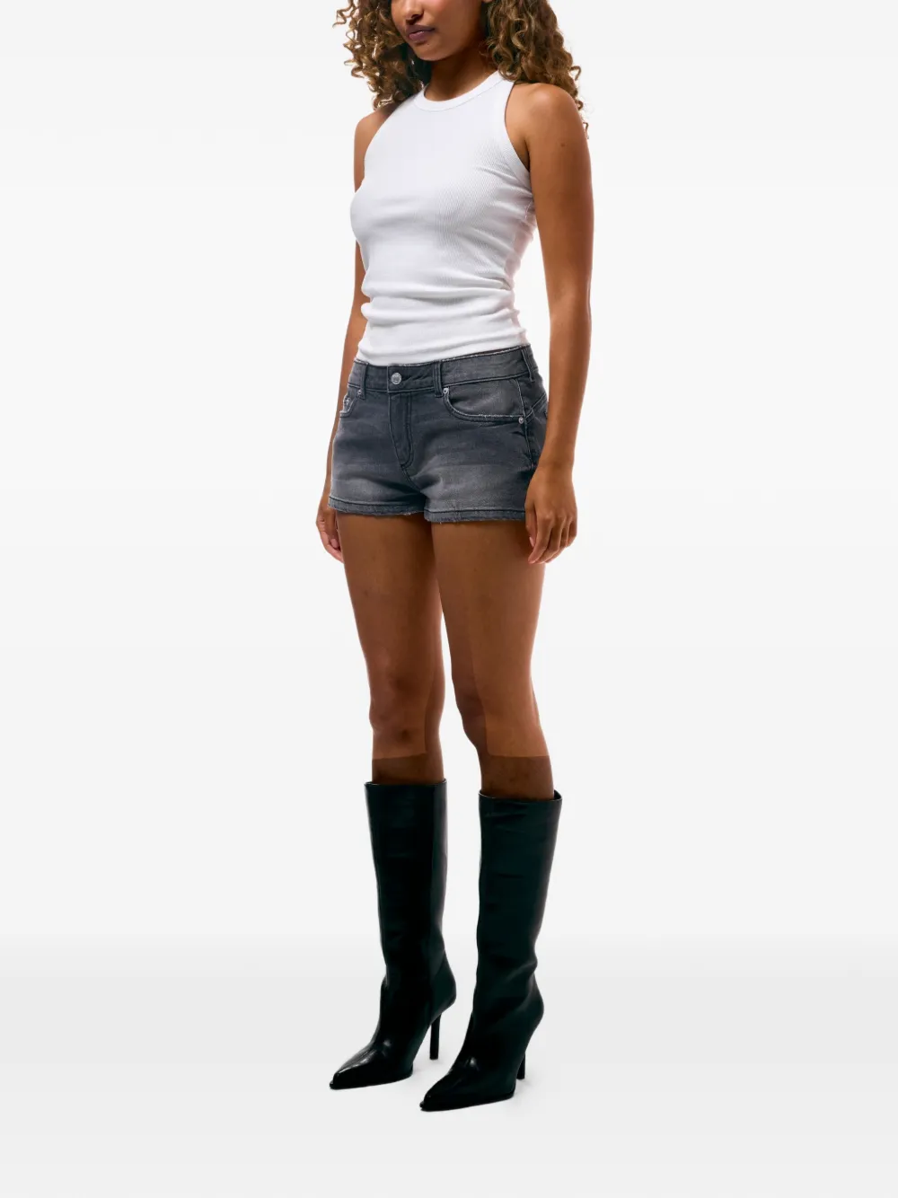 Juicy Couture Denim shorts met logo van stras Zwart
