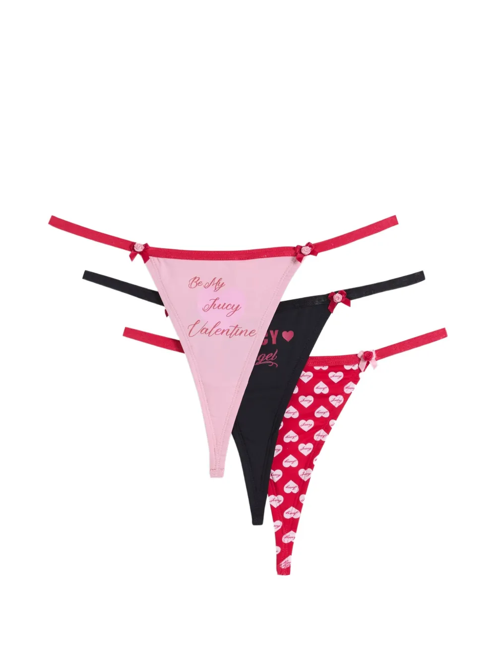 Juicy Couture Set di tre tanga con stampa - Rosa