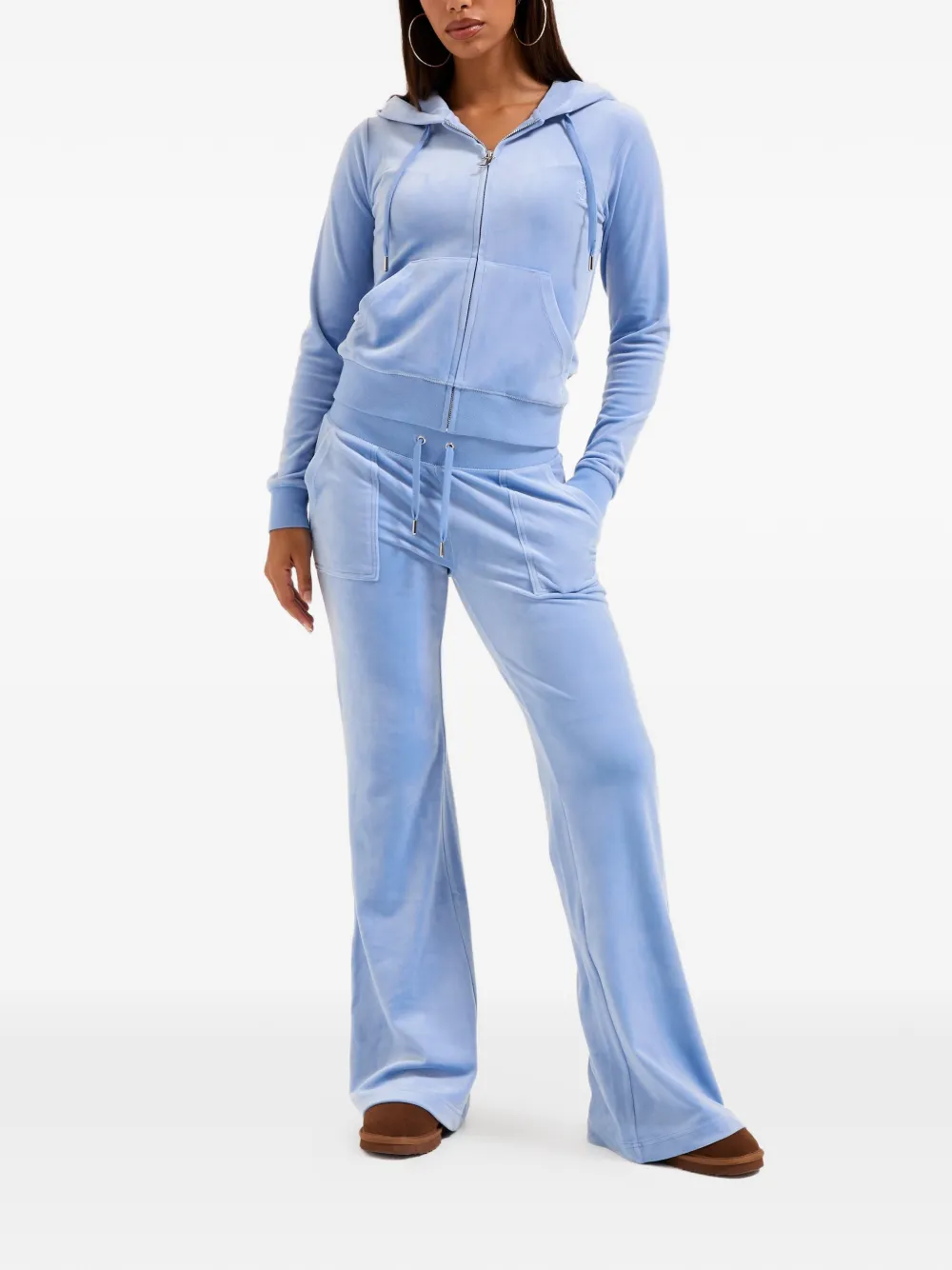 Juicy Couture Flared trainingsbroek met fluwelen textuur Blauw