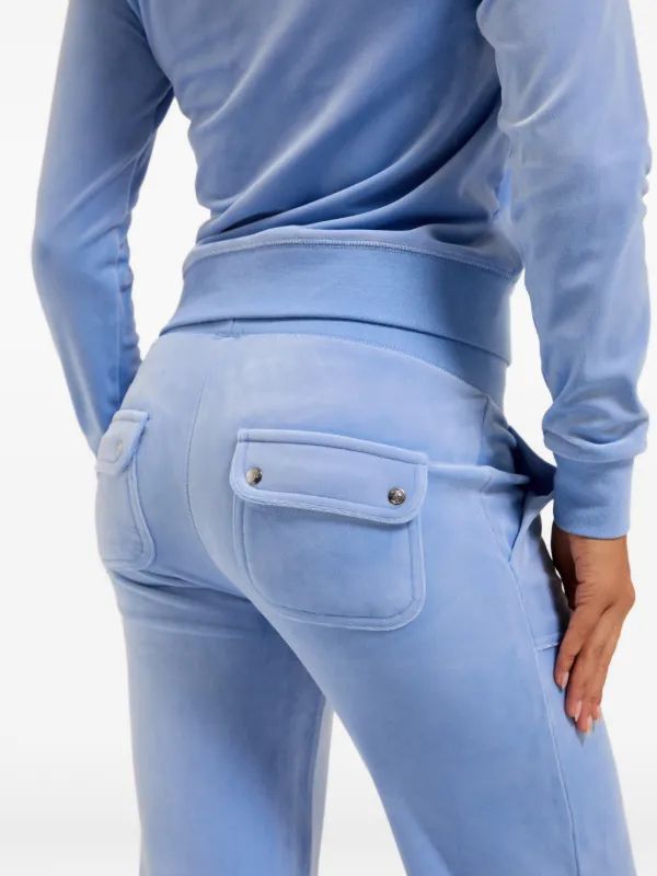 Juicy Couture velour-texture Flared Track Pants | Blue | FARFETCH