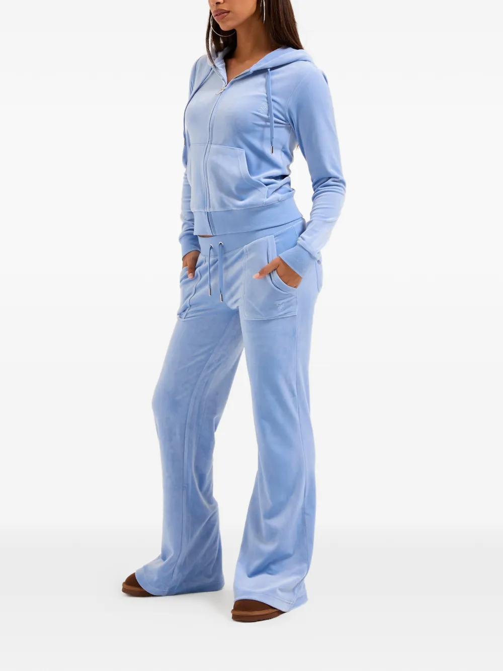 Juicy Couture Flared trainingsbroek met fluwelen textuur Blauw