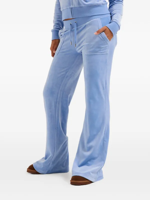 Juicy Couture velour-texture Flared Track Pants | Blue | FARFETCH