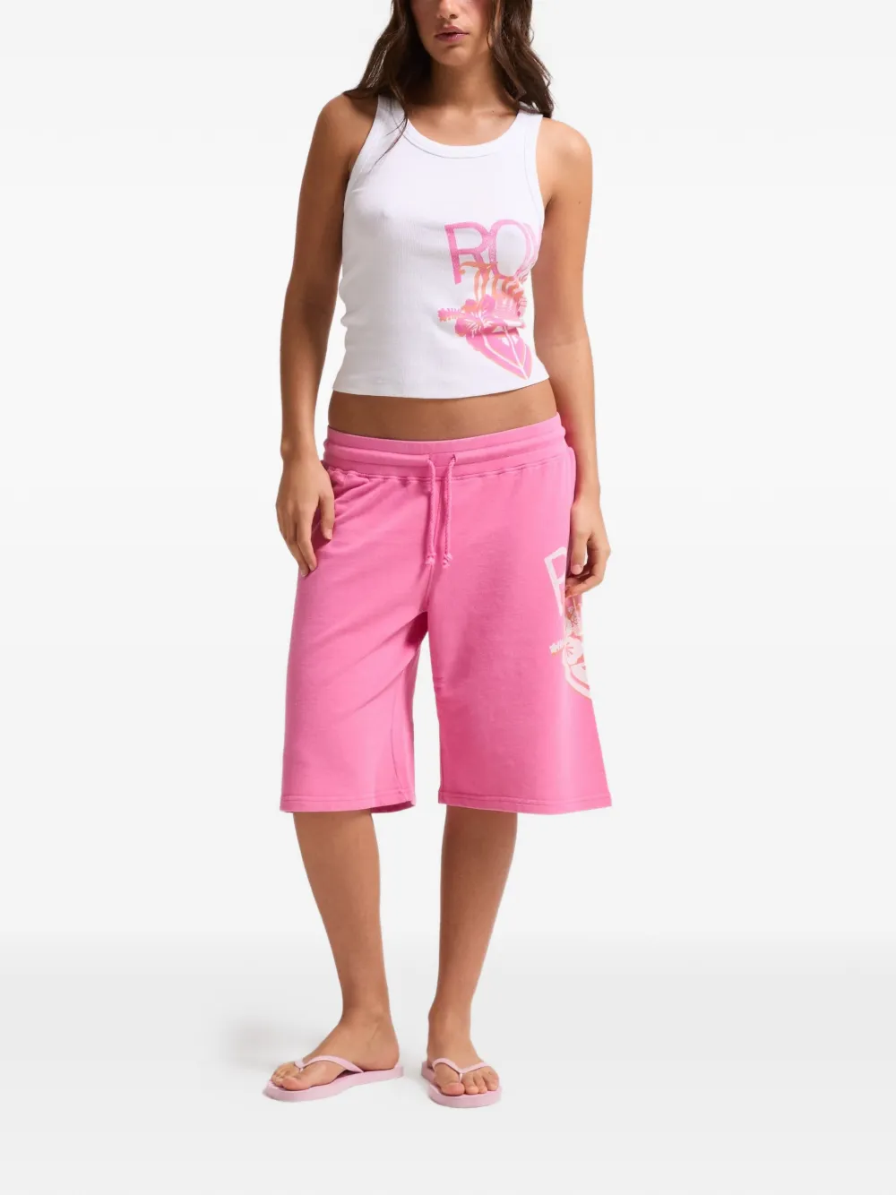 Juicy Couture x Roxy geribbelde logoprinten tanktop Wit