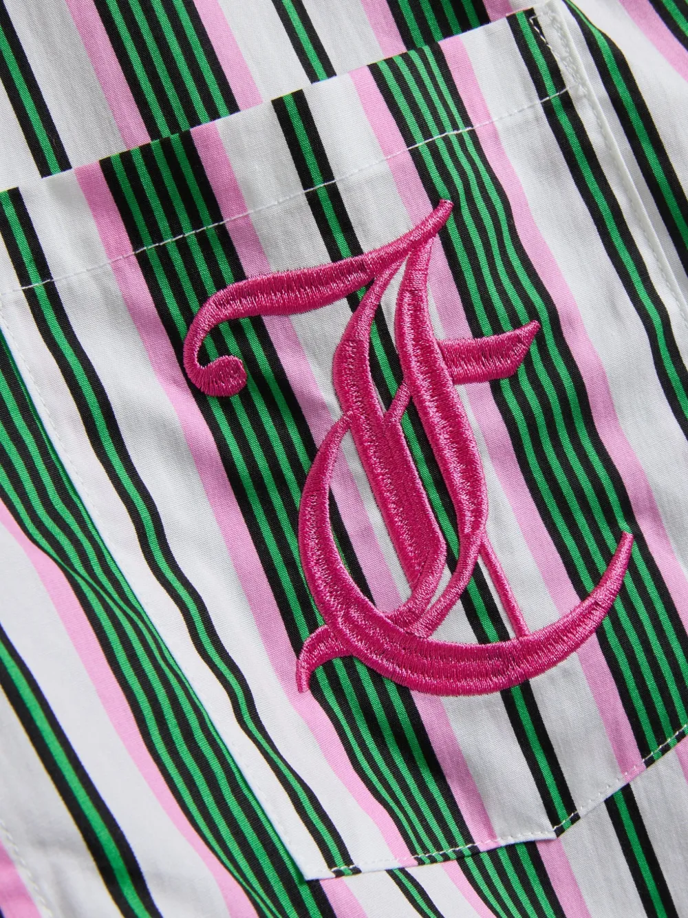 Juicy Couture Gestreepte pyjamashirt met geborduurd logo Groen
