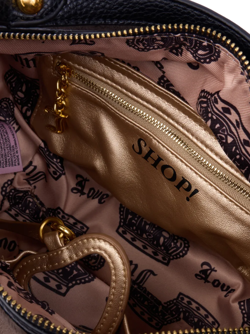 Juicy Couture Fluwelen schoudertas met borduurwerk Bruin