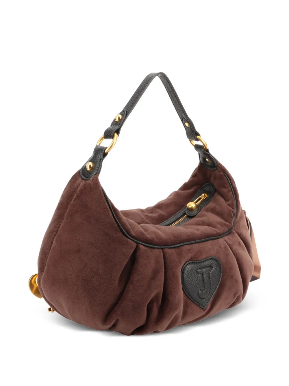 Juicy Couture Fluwelen schoudertas met borduurwerk Bruin