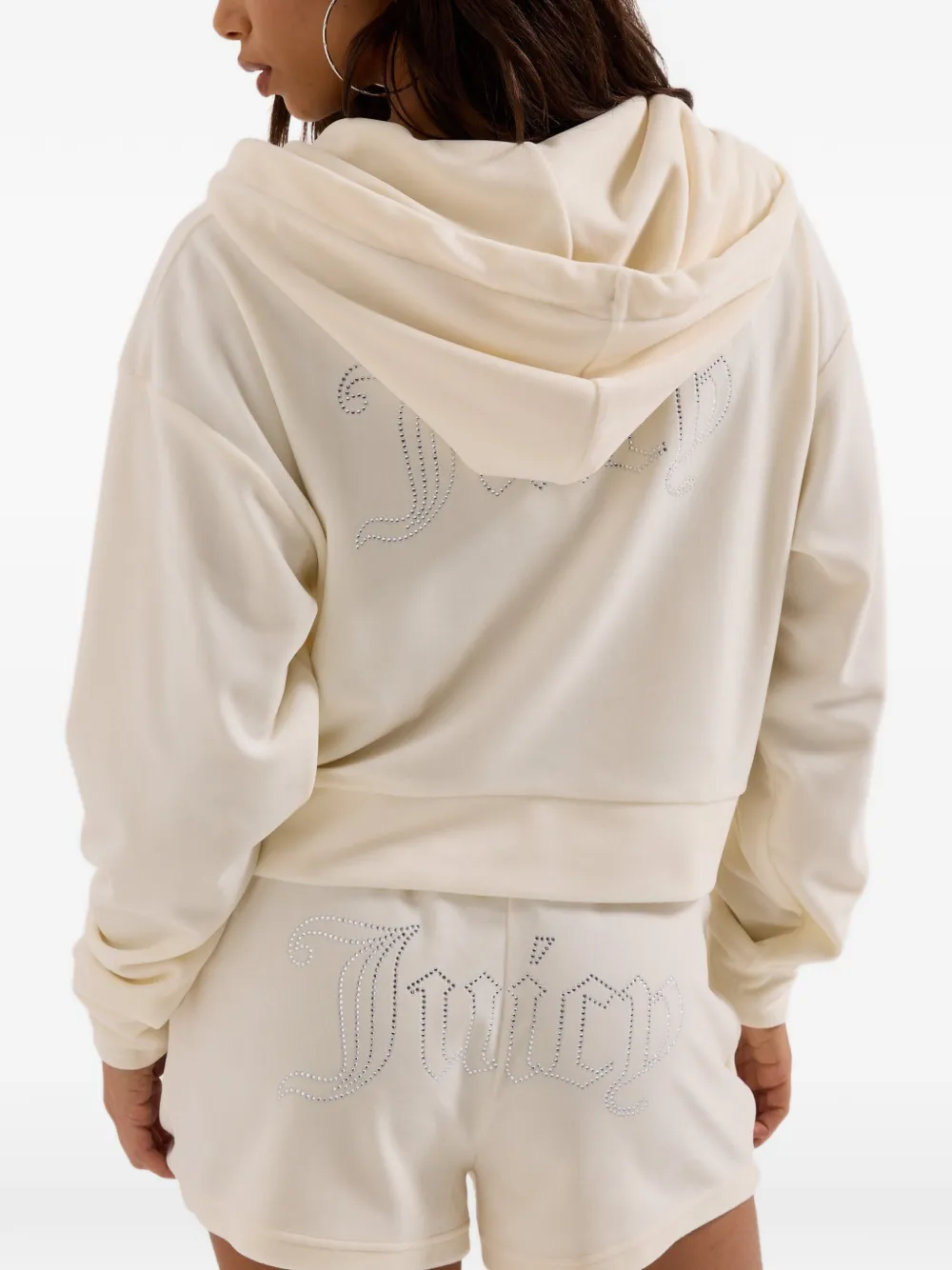 Juicy Couture Cropped hoodie met logo Beige