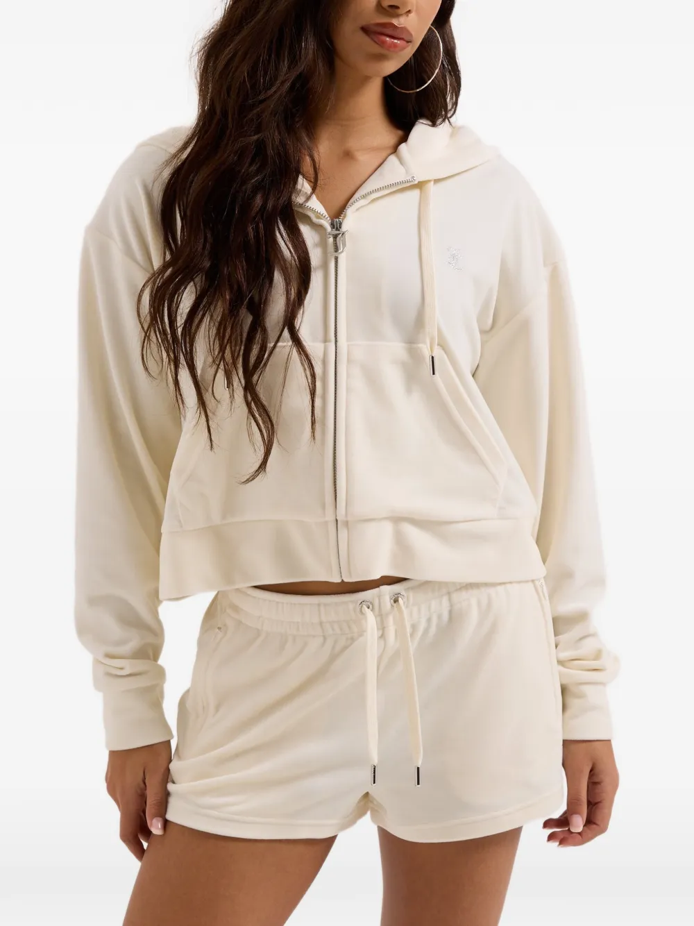 Juicy Couture Cropped hoodie met logo Beige