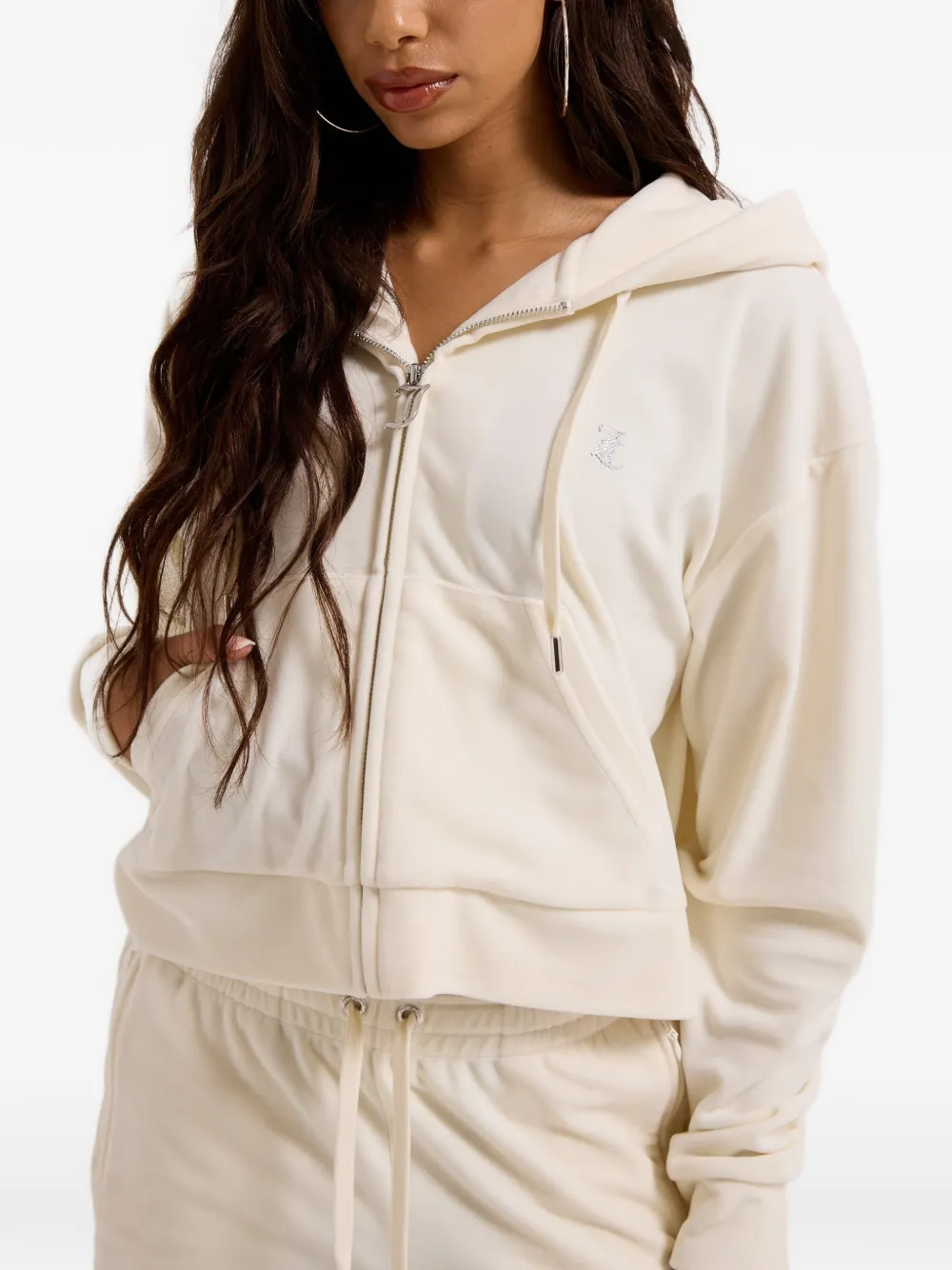 Juicy Couture Cropped hoodie met logo Beige