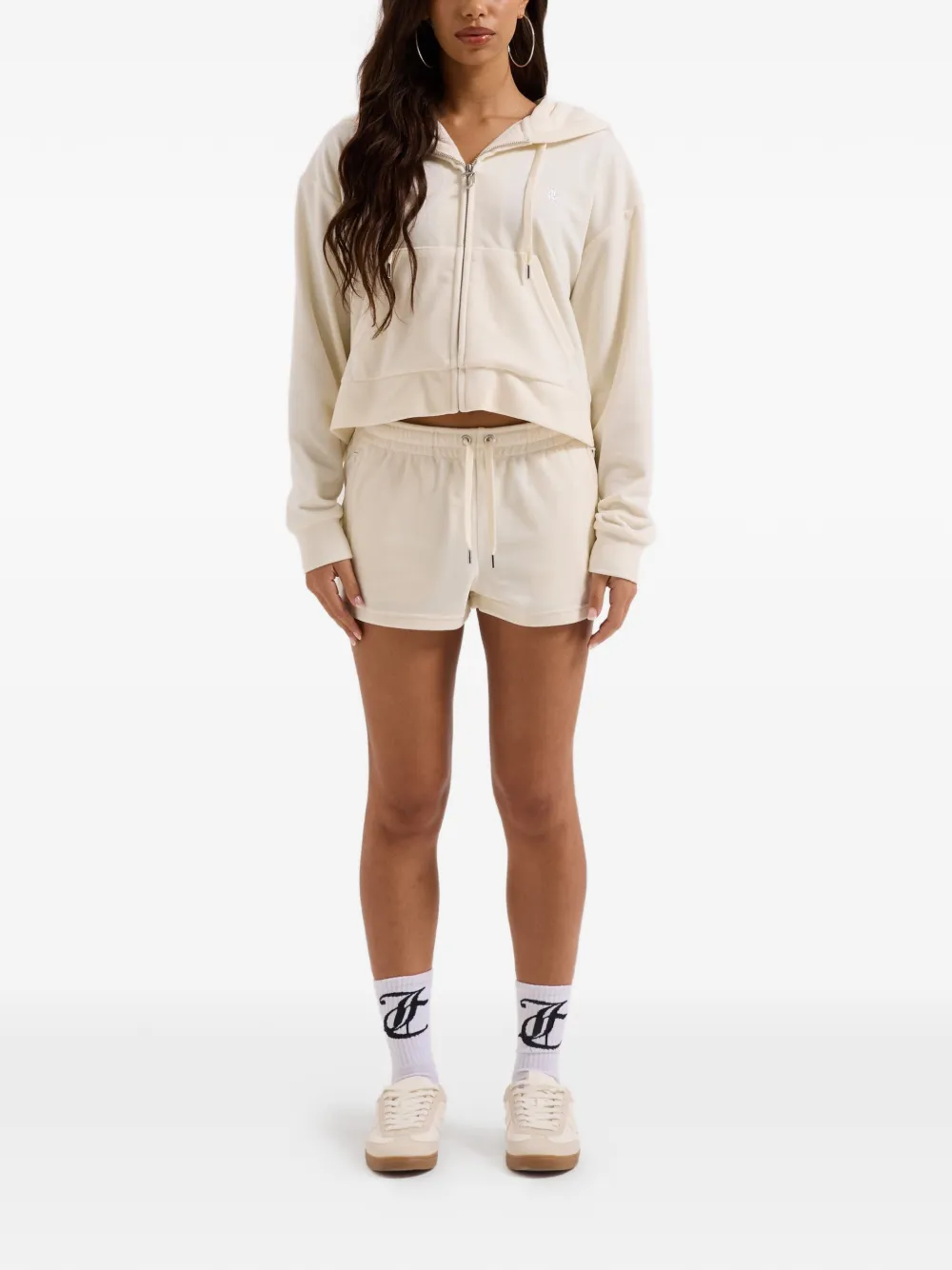 Juicy Couture Cropped hoodie met logo Beige