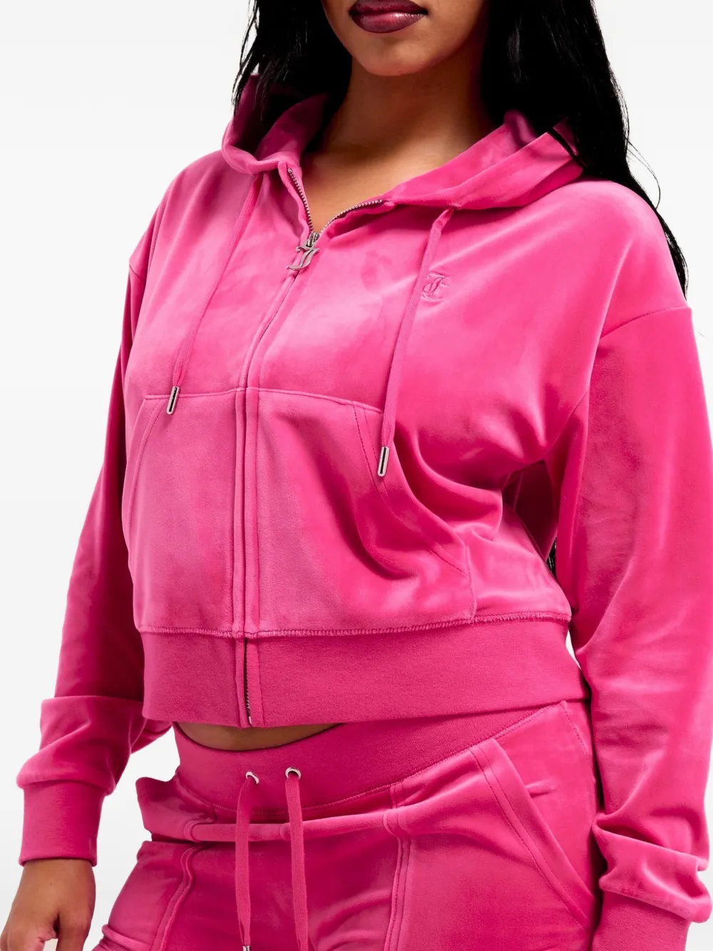 Juicy Couture Fluwelen cropped hoodie Roze