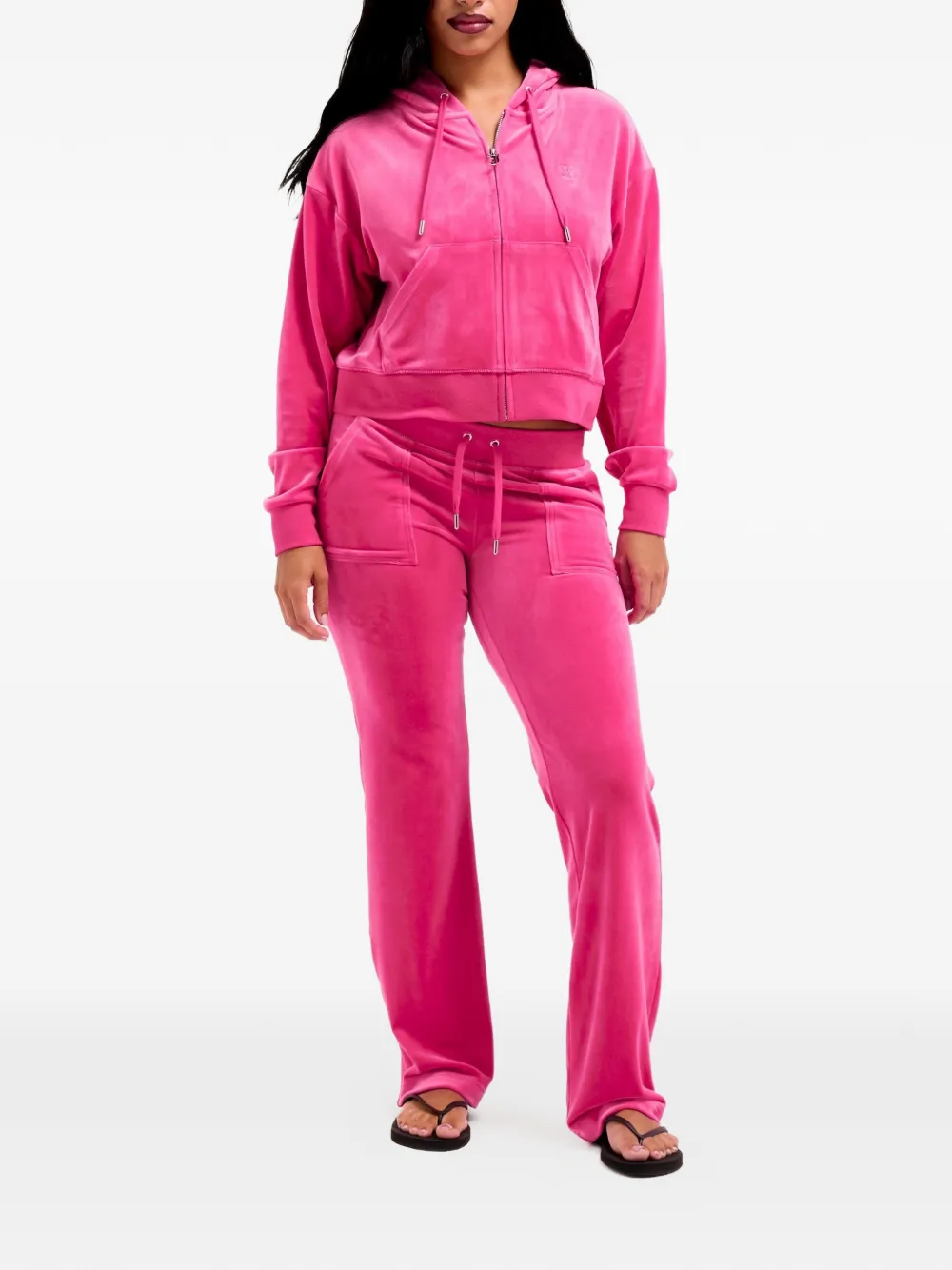 Juicy Couture Fluwelen cropped hoodie Roze