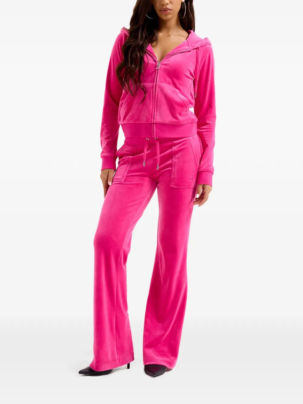 Juicy Couture Fluwelen cropped hoodie Roze