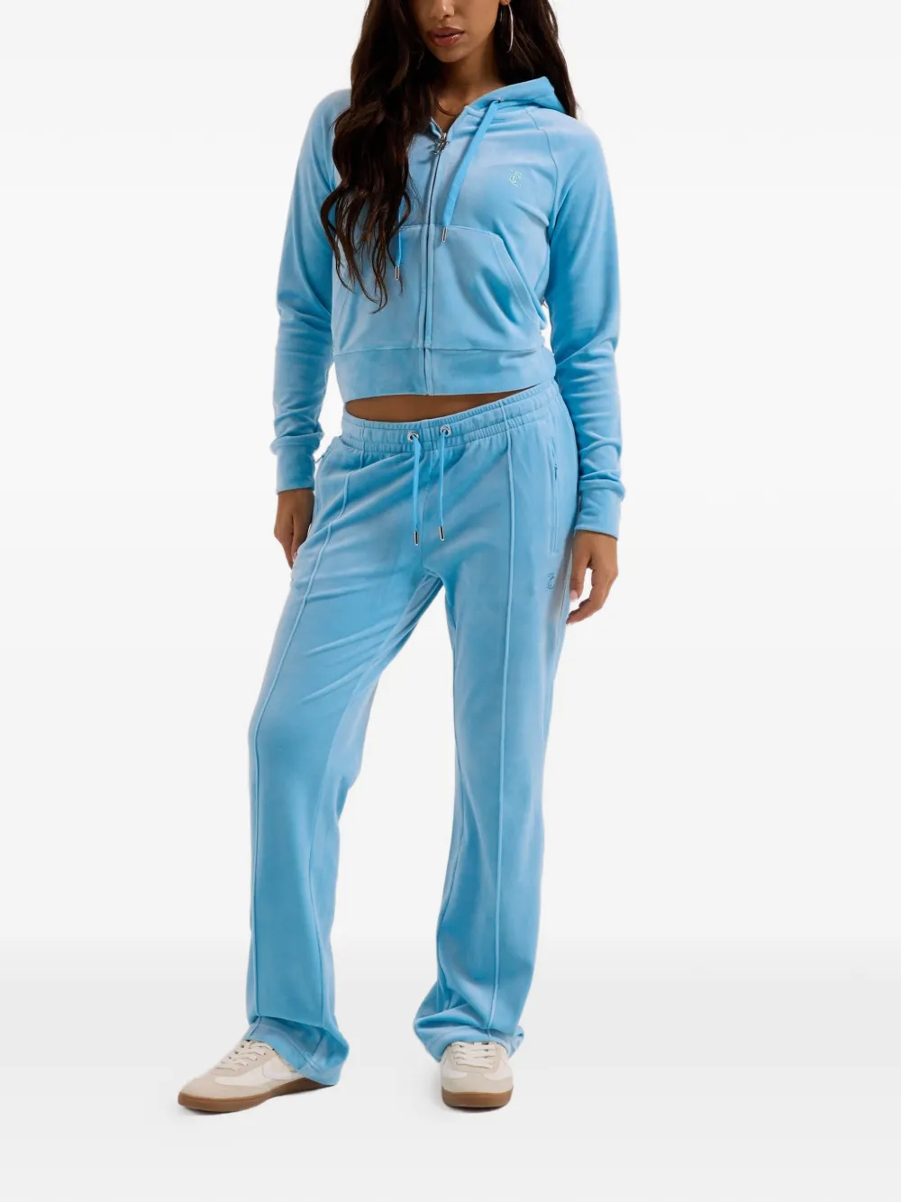 Juicy Couture Diamanté fluwelen hoodie met rits Blauw
