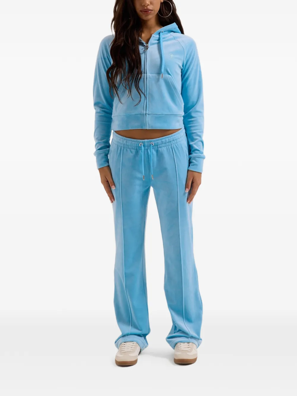 Juicy Couture Diamanté fluwelen hoodie met rits Blauw