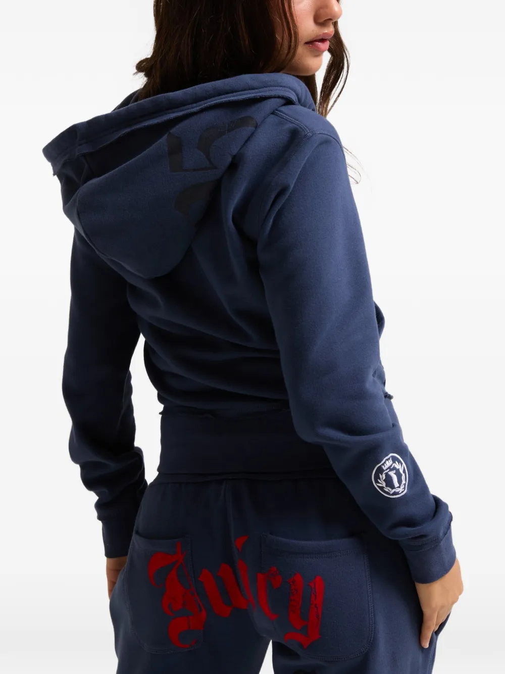 Juicy Couture Hoodie met geborduurd logo en rits Blauw