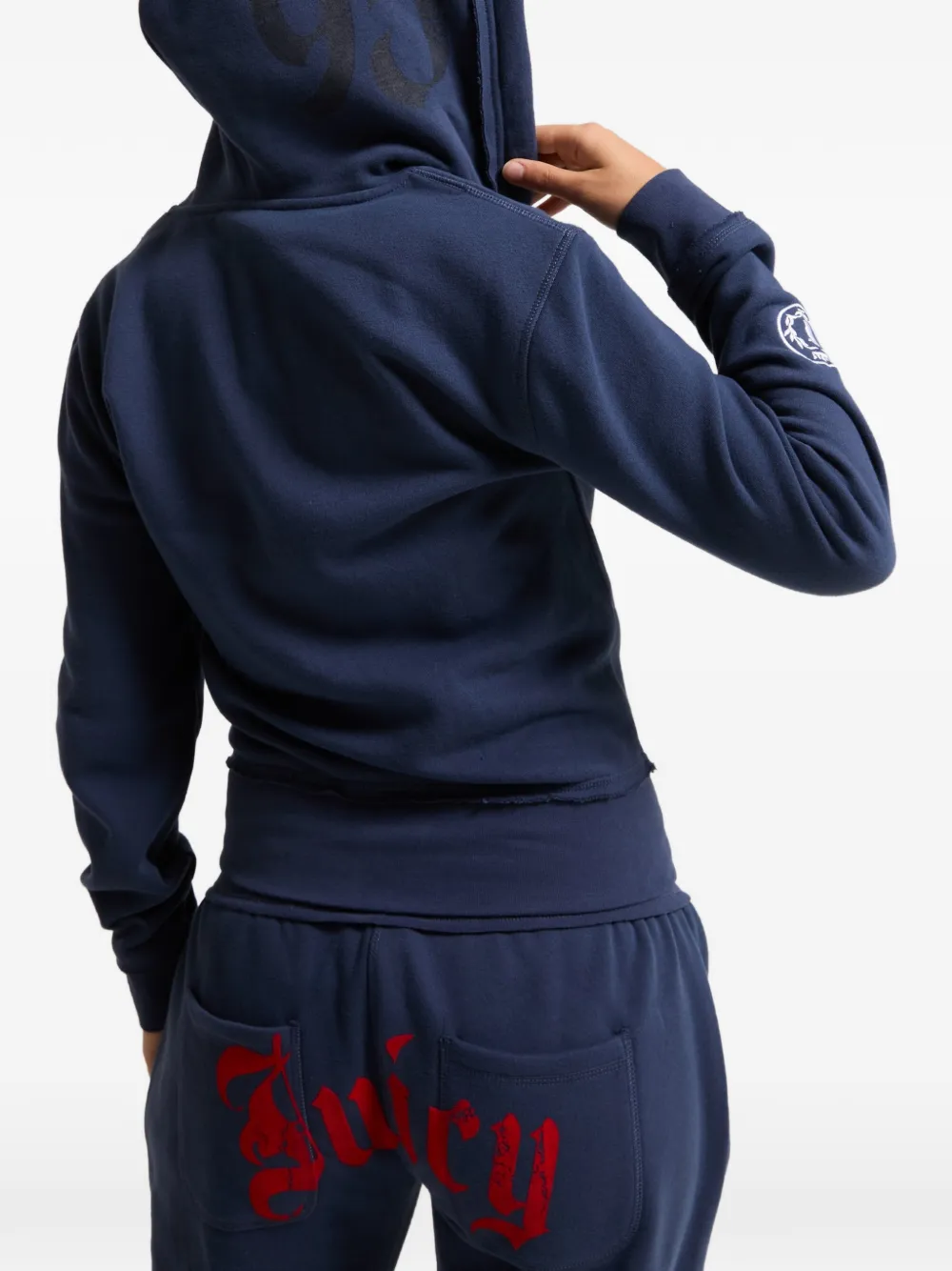 Juicy Couture Hoodie met geborduurd logo en rits Blauw