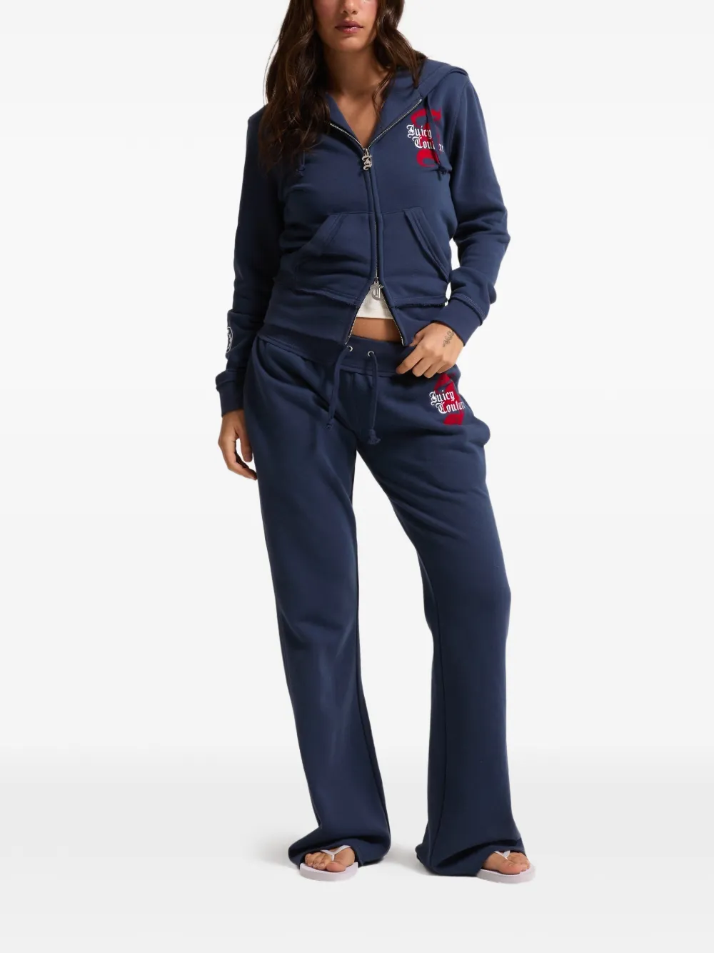 Juicy Couture Hoodie met geborduurd logo en rits Blauw