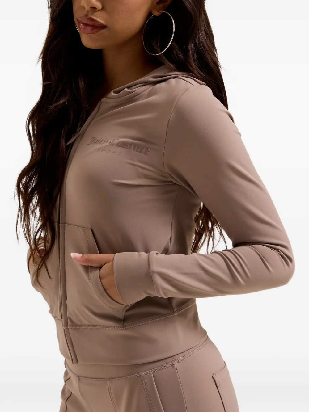 Juicy Couture Active getailleerde hoodie met rits Bruin