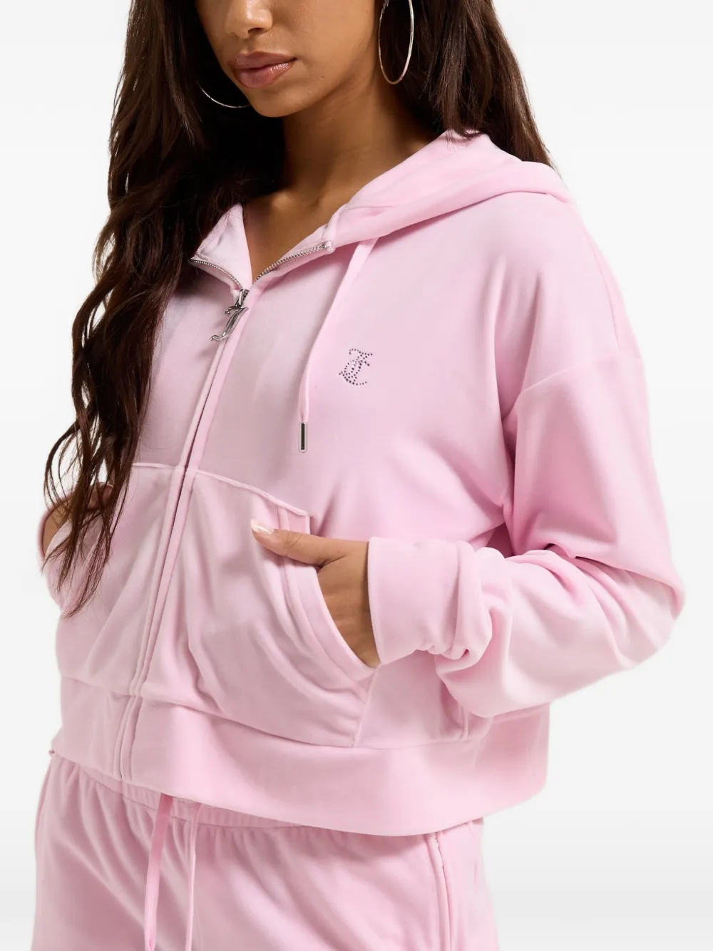 Juicy Couture Cropped hoodie met logo Roze