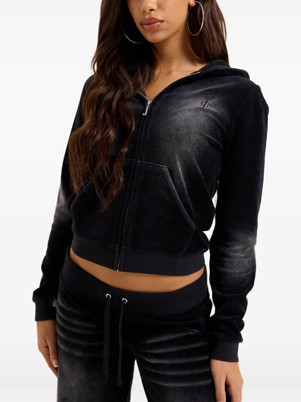Juicy Couture Fluwelen hoodie Zwart