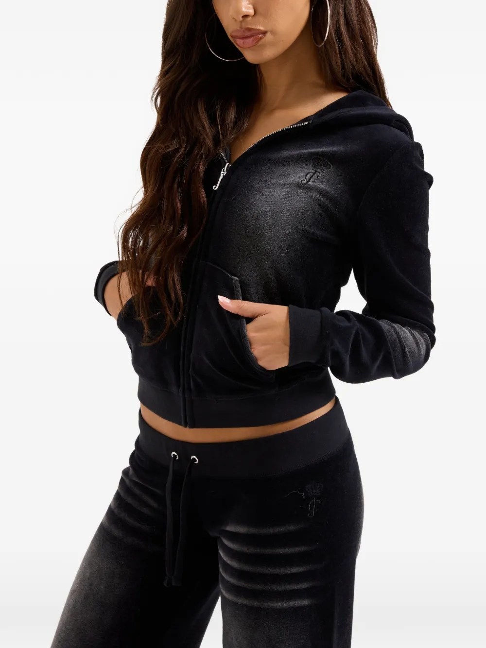 Juicy Couture Fluwelen hoodie Zwart