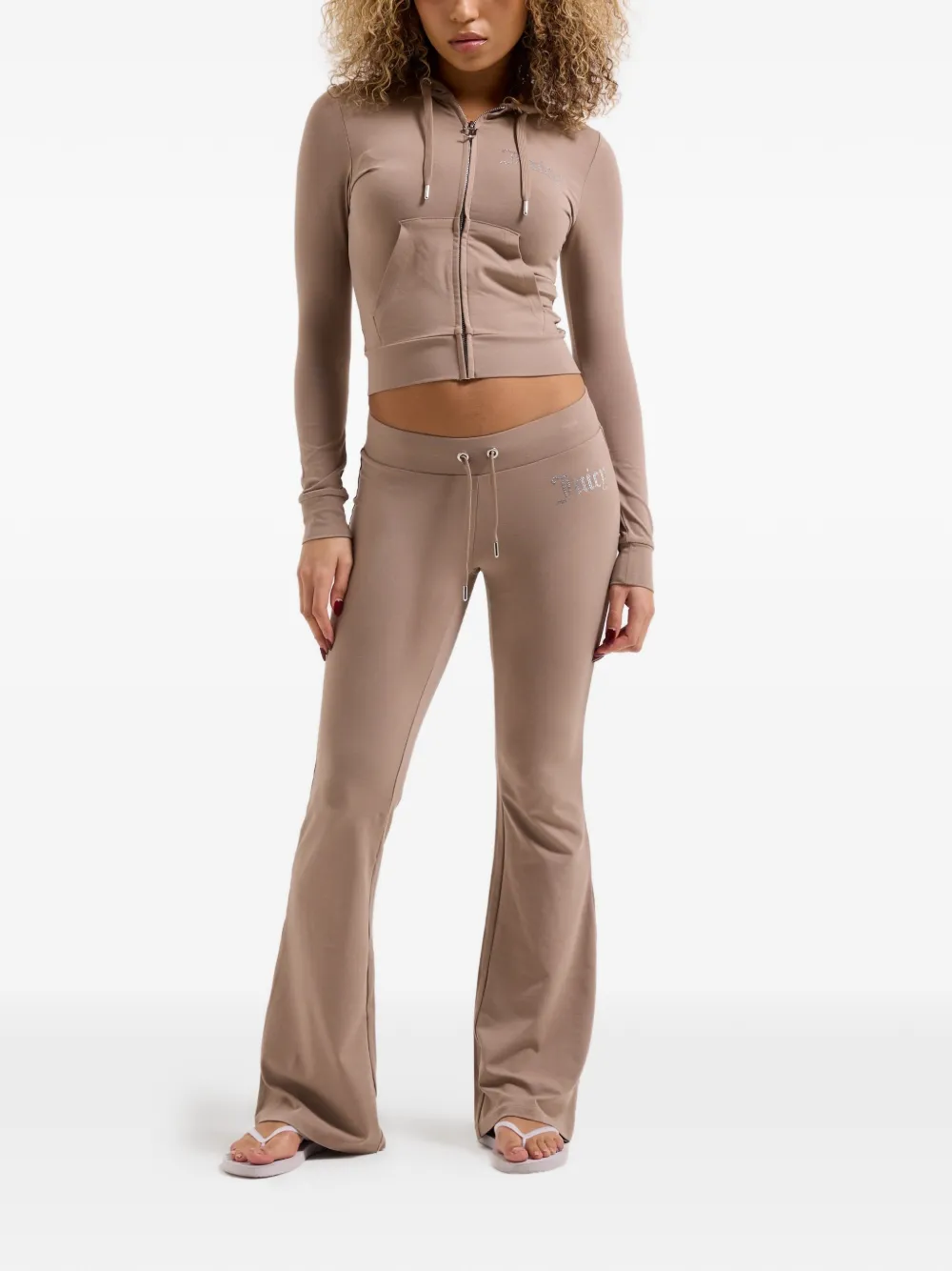 Juicy Couture Hoodie met rits en logo Bruin