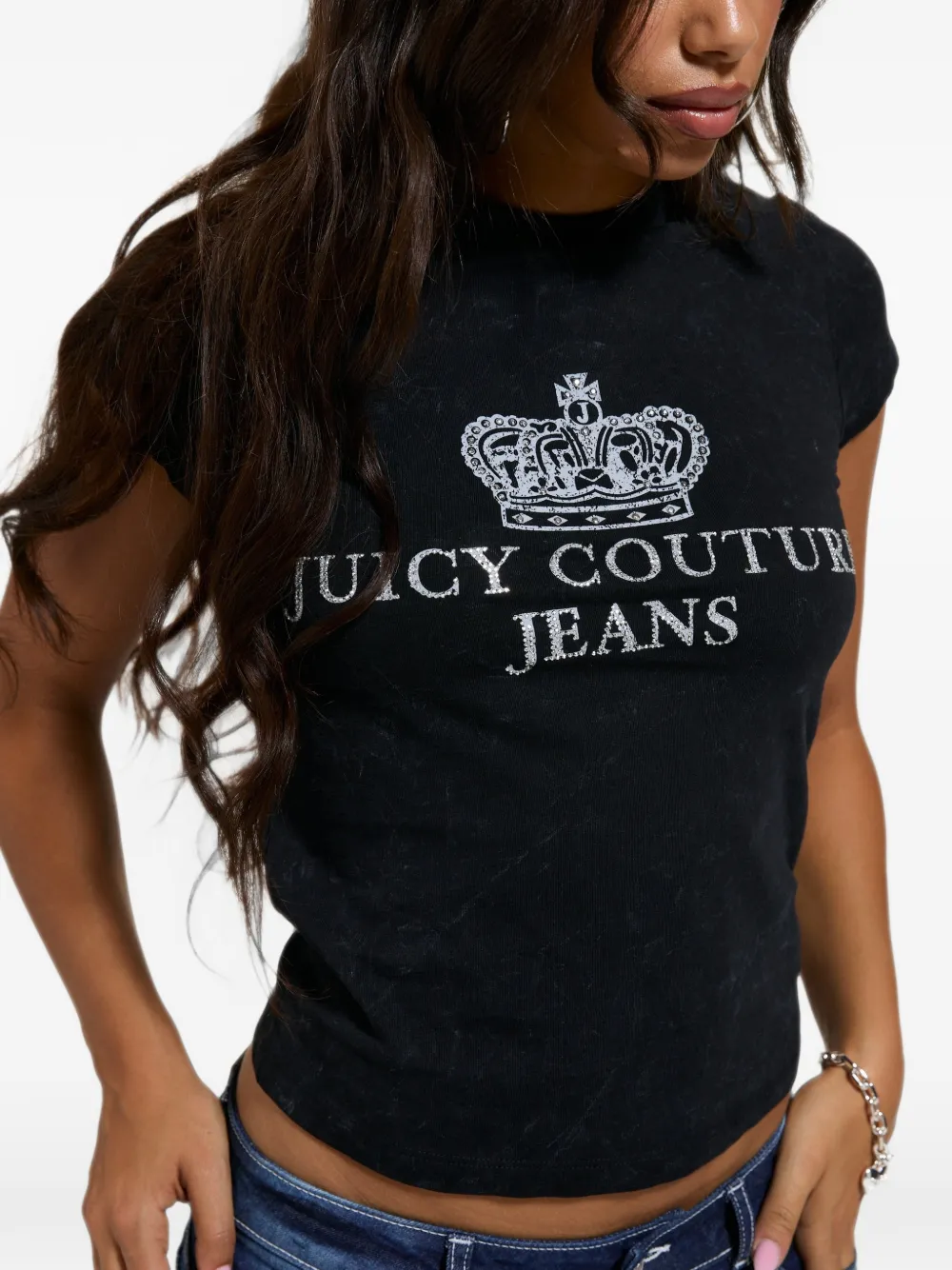 Juicy Couture logo-print washed T-shirt Zwart