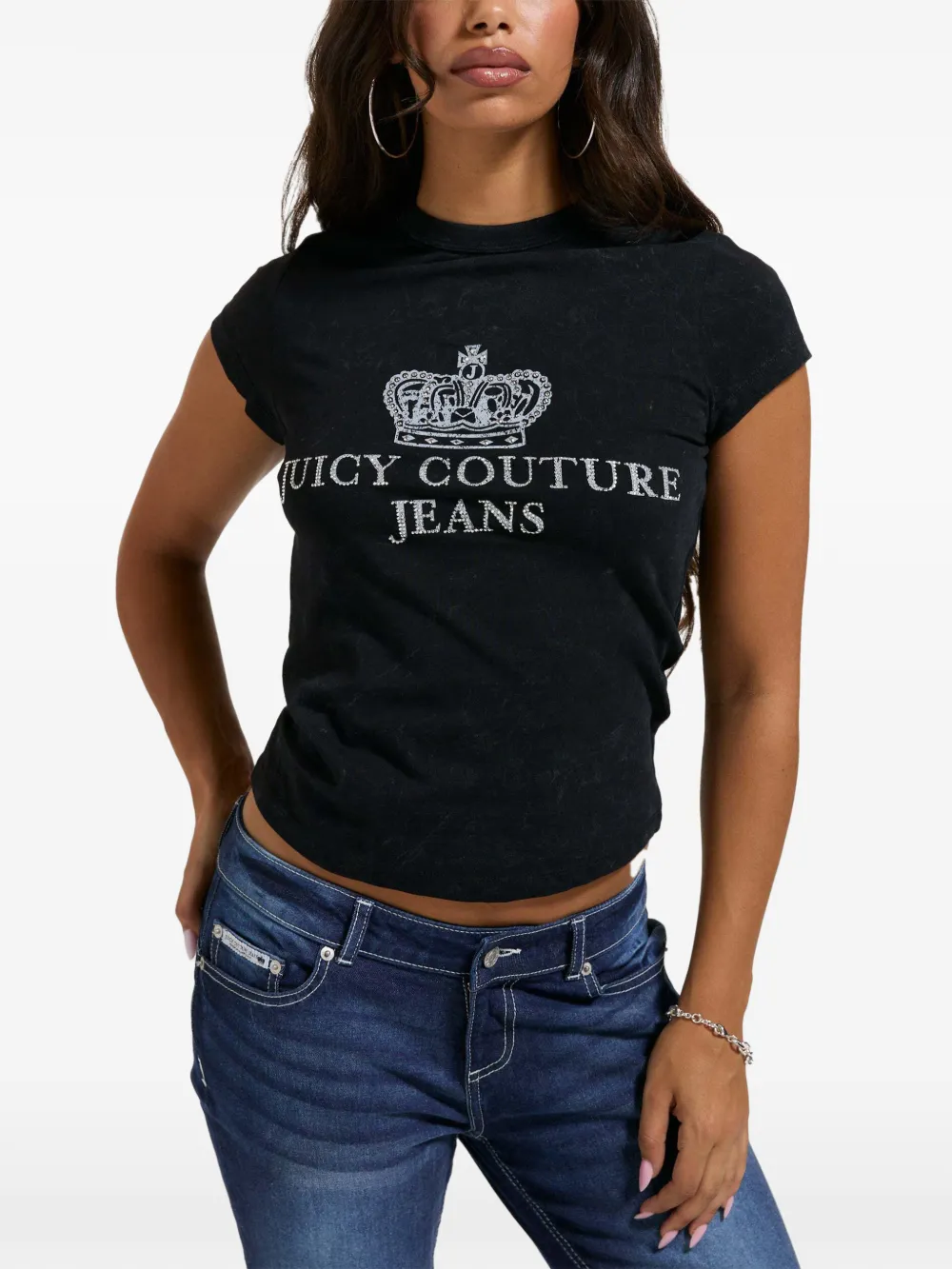Juicy Couture logo-print washed T-shirt Zwart