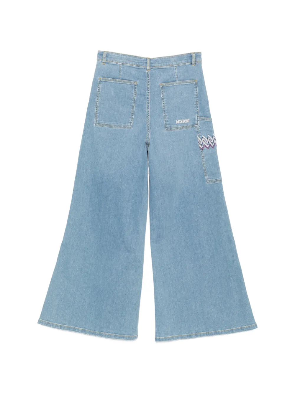 Missoni Kids Jeans met wijde pijpen en zigzag patroon Blauw