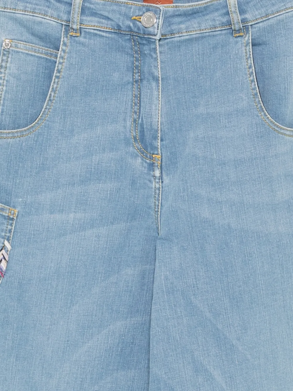 Missoni Kids Jeans met wijde pijpen en zigzag patroon Blauw