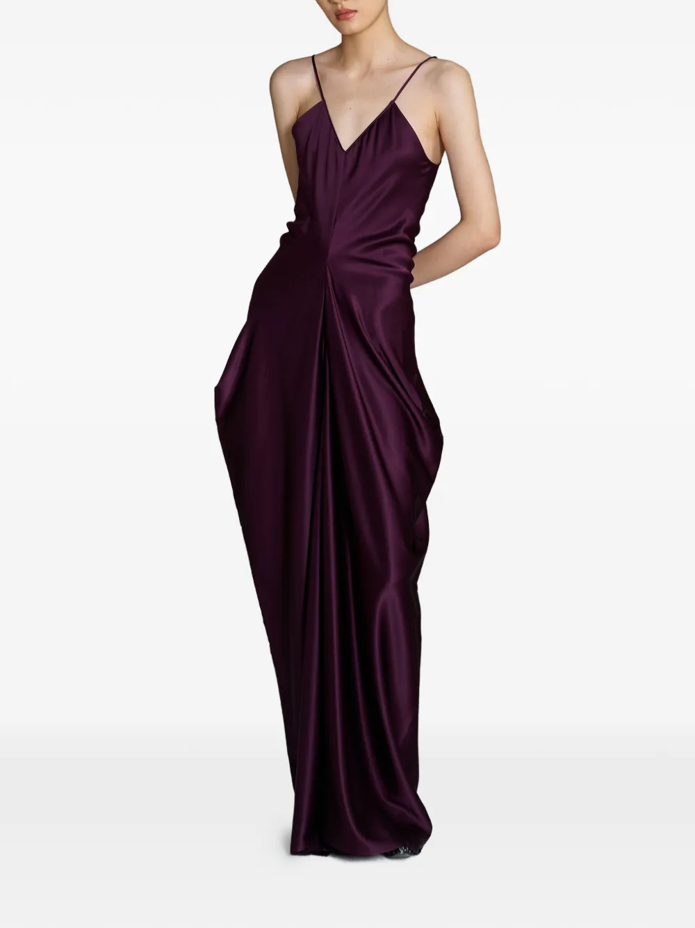 YANGKEHAN maxi draped silk dress