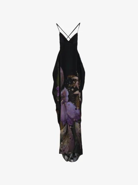 YANGKEHAN maxi floral-print silk dress