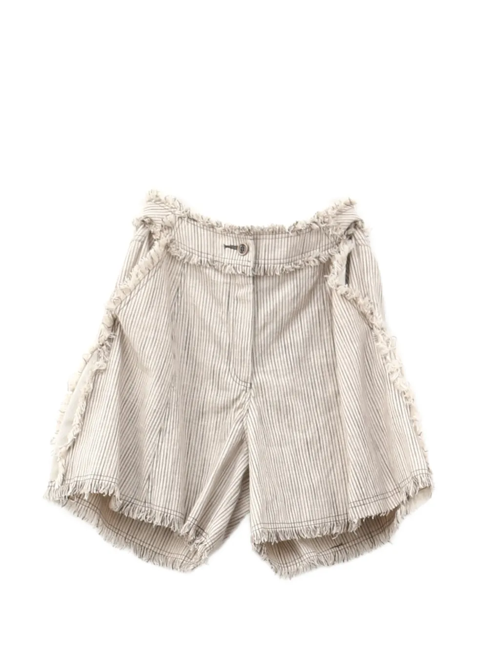 YANGKEHAN striped frayed shorts - Weiß