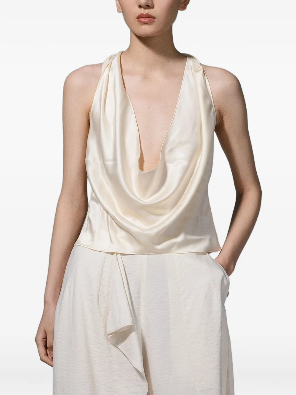 YANGKEHAN draped halterneck top - Bianco