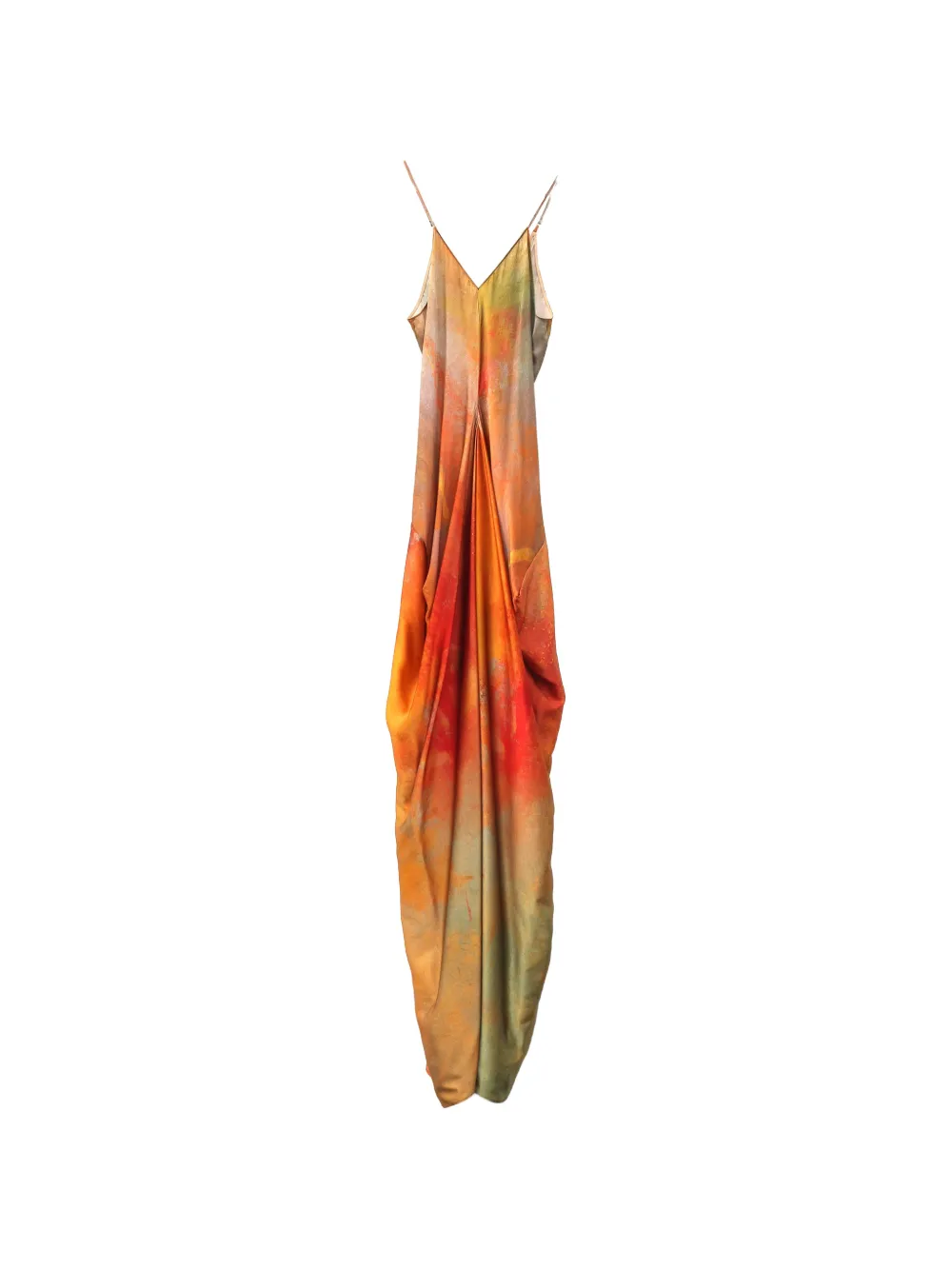 YANGKEHAN floral-print draped dress - Orange