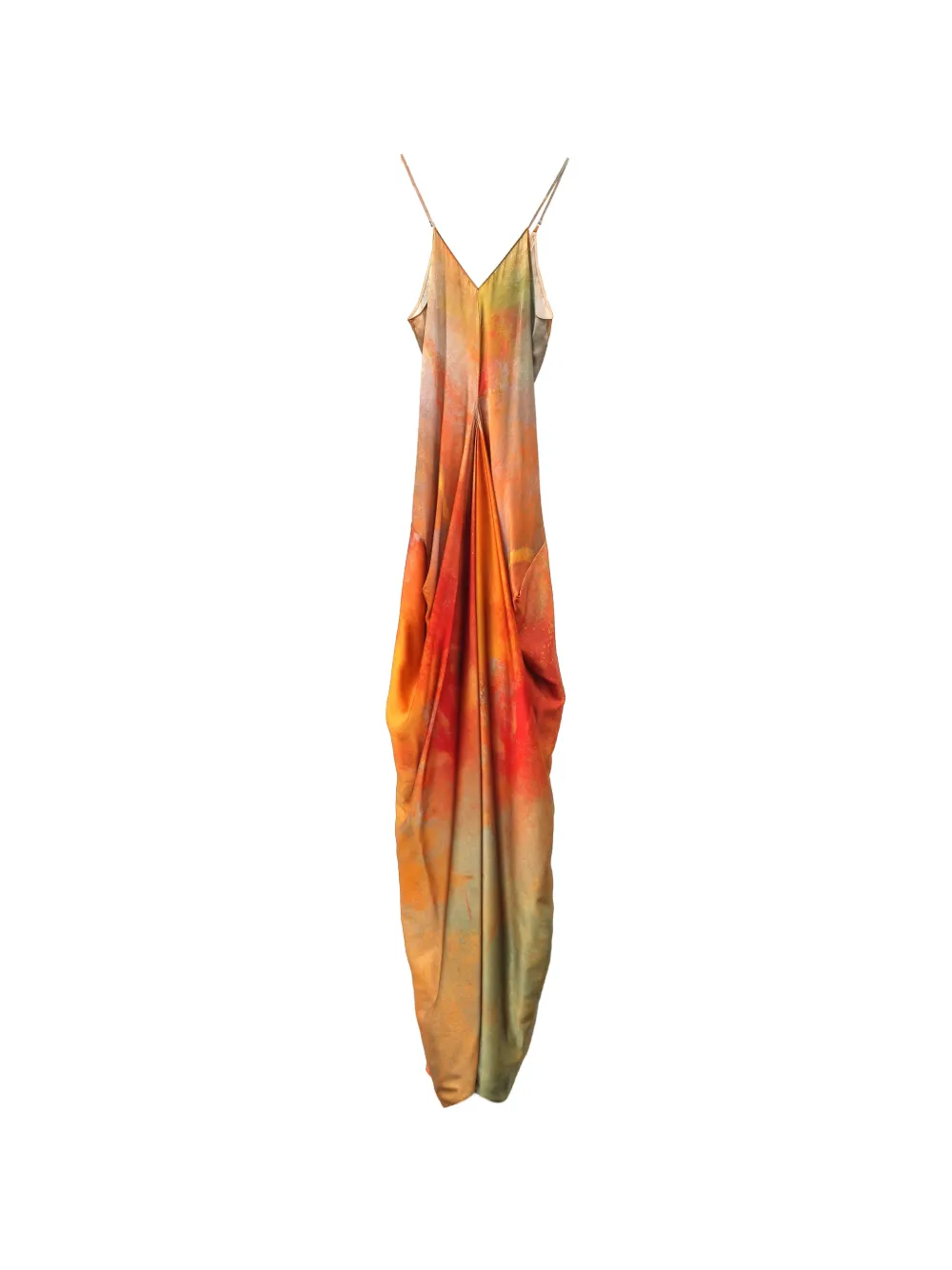 YANGKEHAN floral-print draped dress - Orange