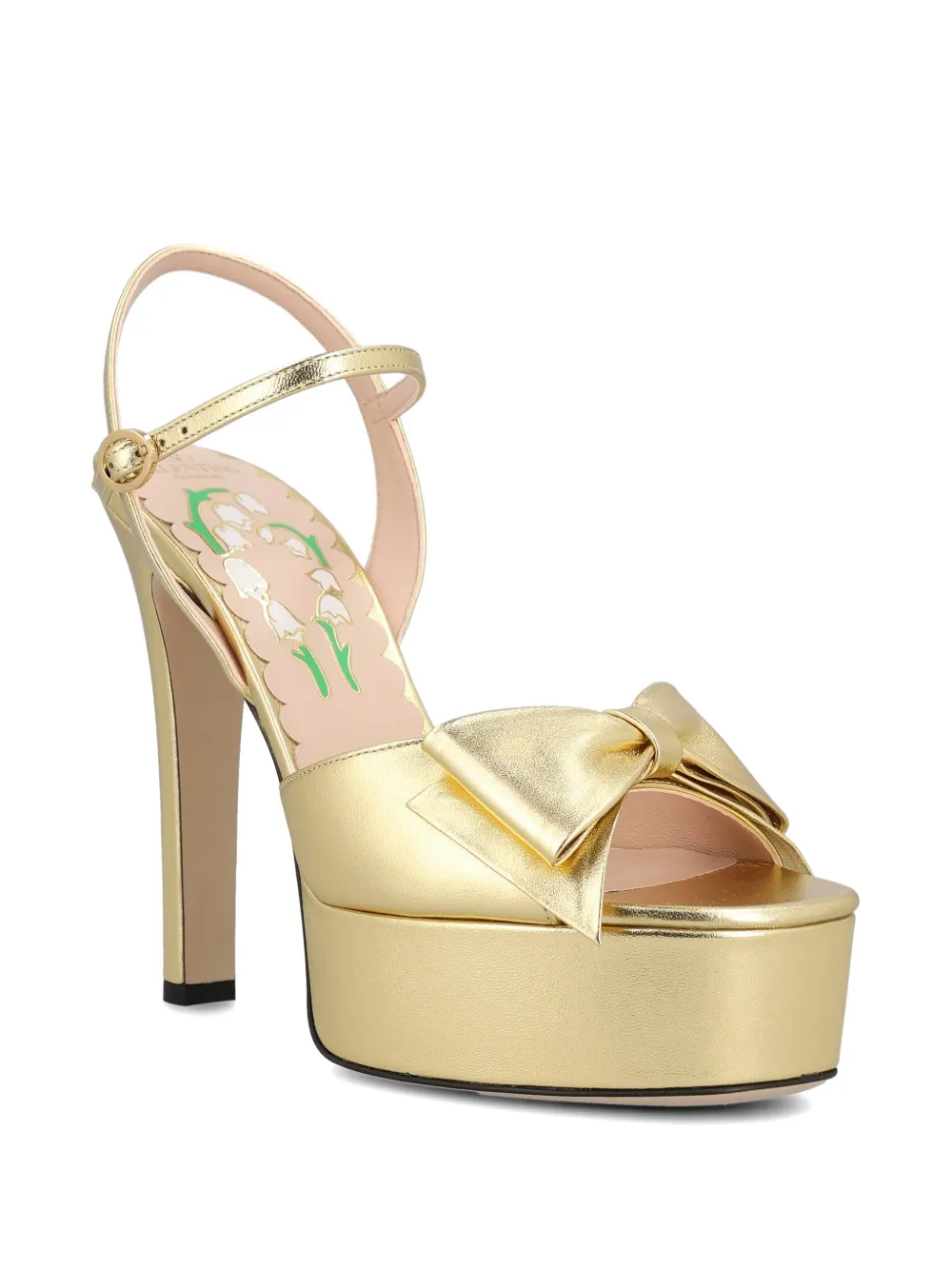Valentino Garavani bow-detail platform sandals Goud