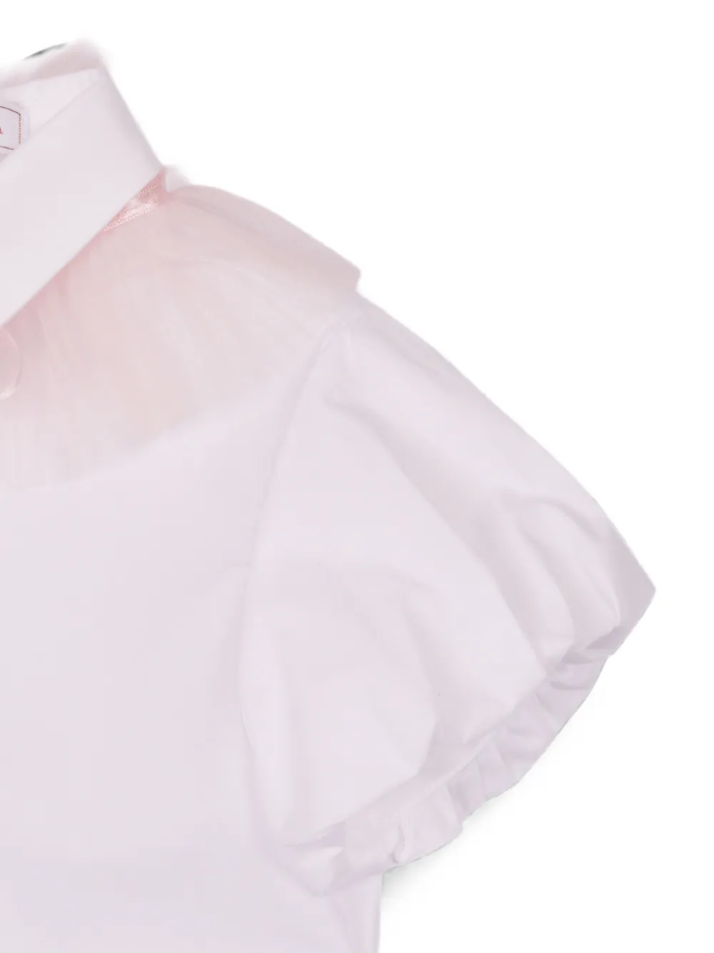 Monnalisa shirt met tulen afwerking en pofmouwen Wit