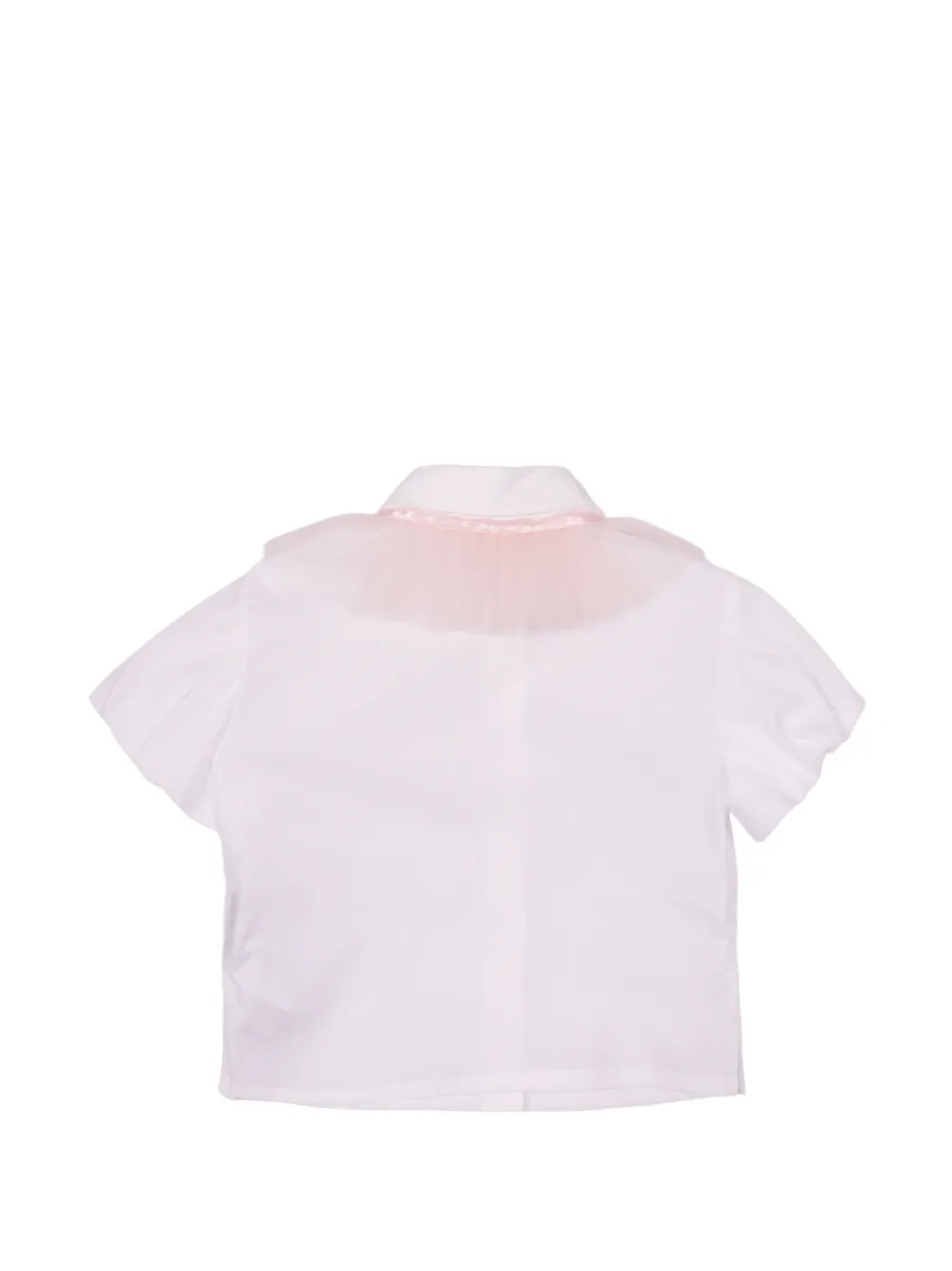 Monnalisa shirt met tulen afwerking en pofmouwen Wit