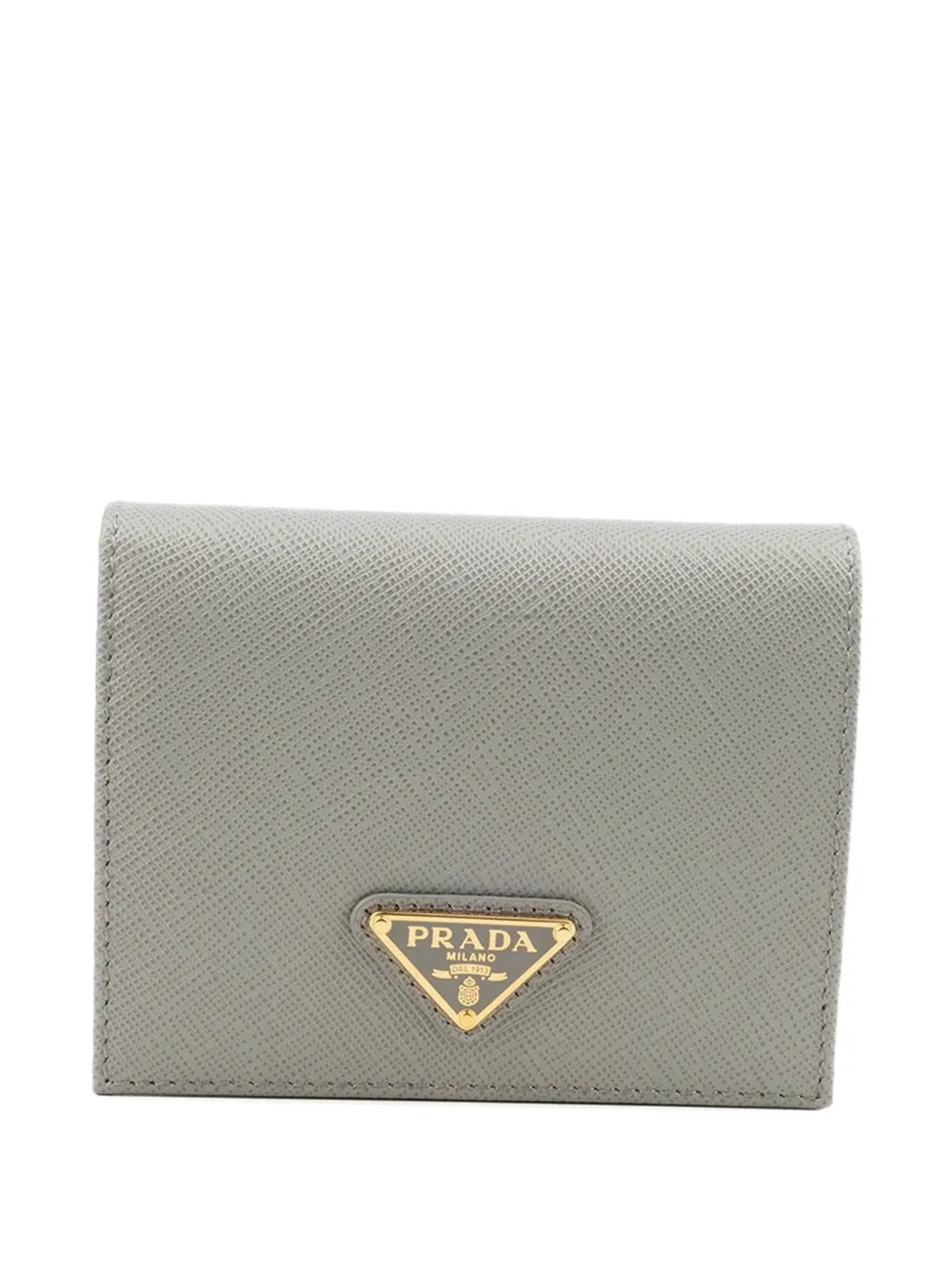Prada small Saffiano-leather triangle-logo wallet - Grigio