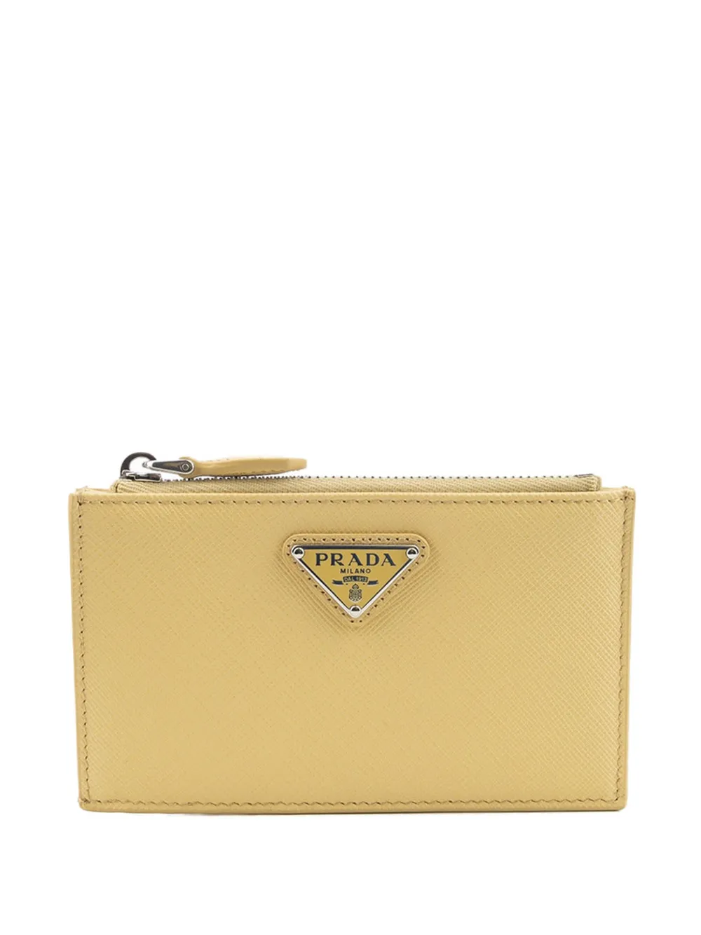 Prada Saffiano-leather logo-plaque card holder - Giallo