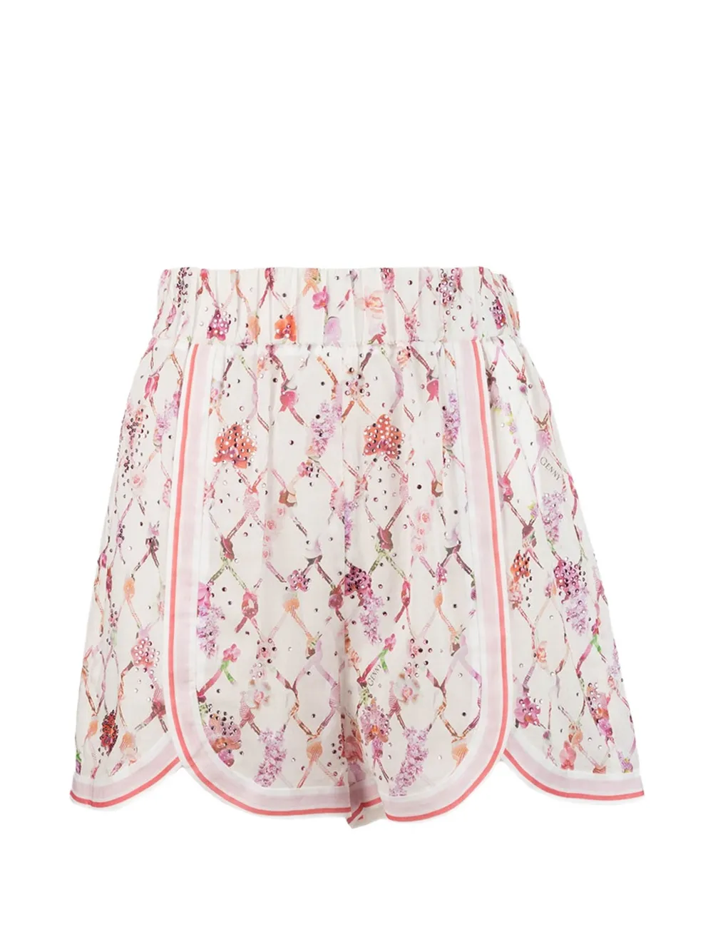 Genny floral-print crystal-embellished shorts - Bianco
