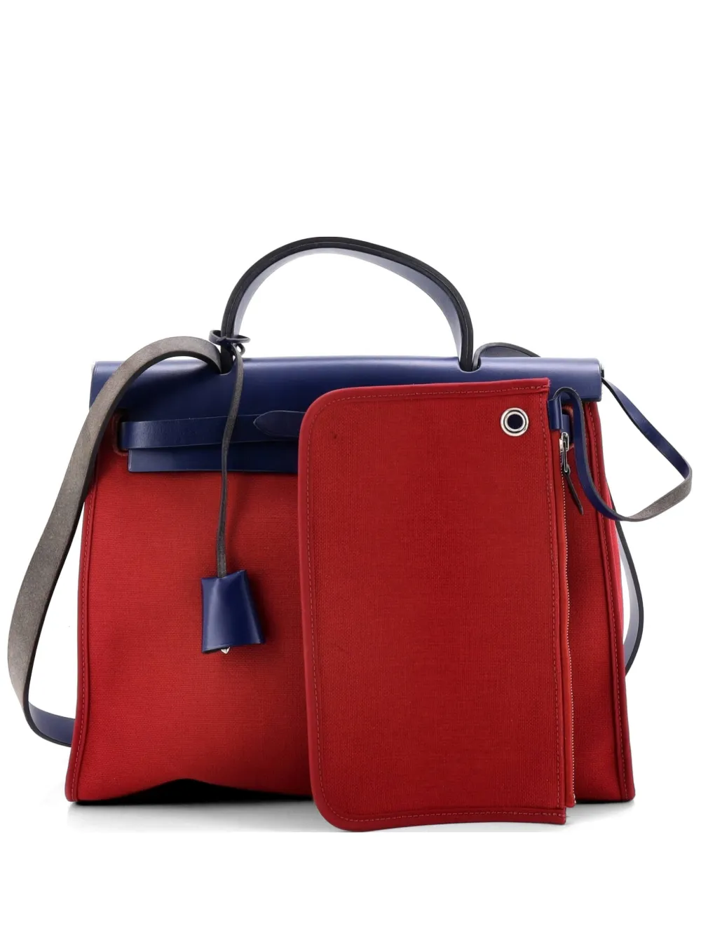 Hermès Pre-Owned Herbag Zip Leather and Toile 31 shoulder bag - Blu