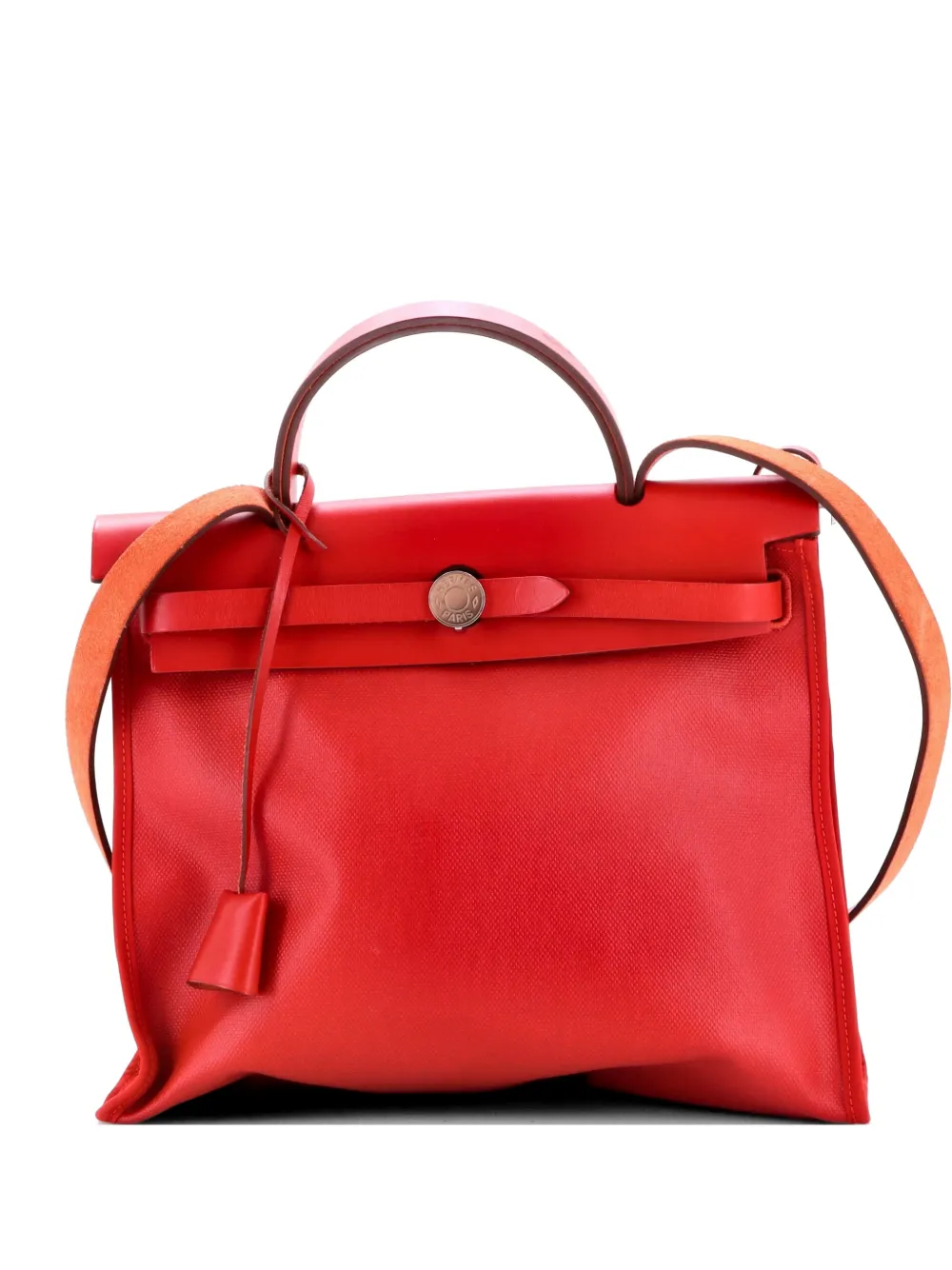 Hermès Pre-Owned Herbag Zip Berline Vache Canvas and Leather 31 shoulder bag - Rosso